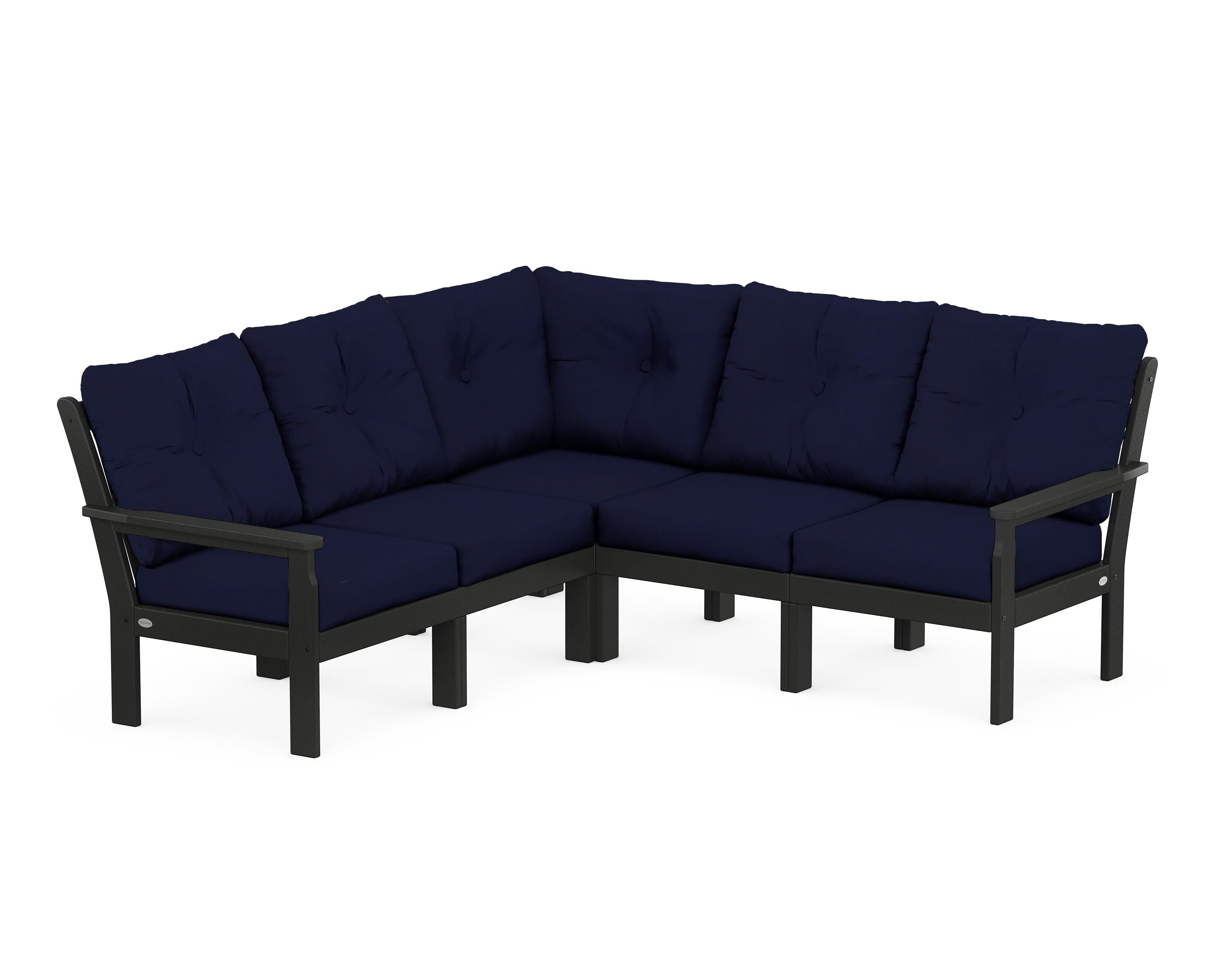 POLYWOOD Vineyard 5-Piece Sectional in Black / Navy