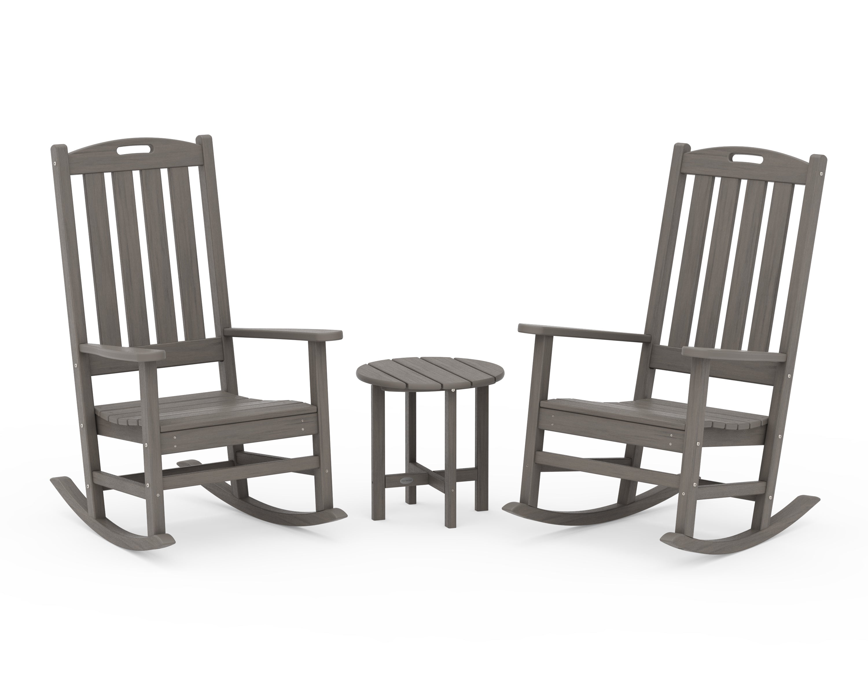 POLYWOOD Nautical 3-Piece Porch Rocking Chair Set in Driftwood