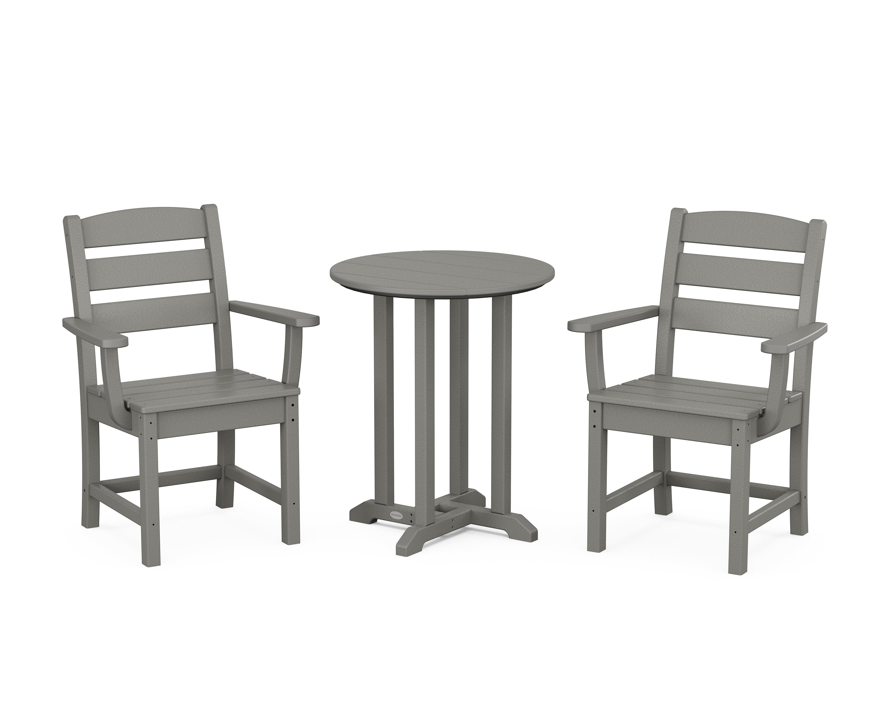 POLYWOOD Lakeside 3-Piece Round Bistro Dining Set in Slate Grey