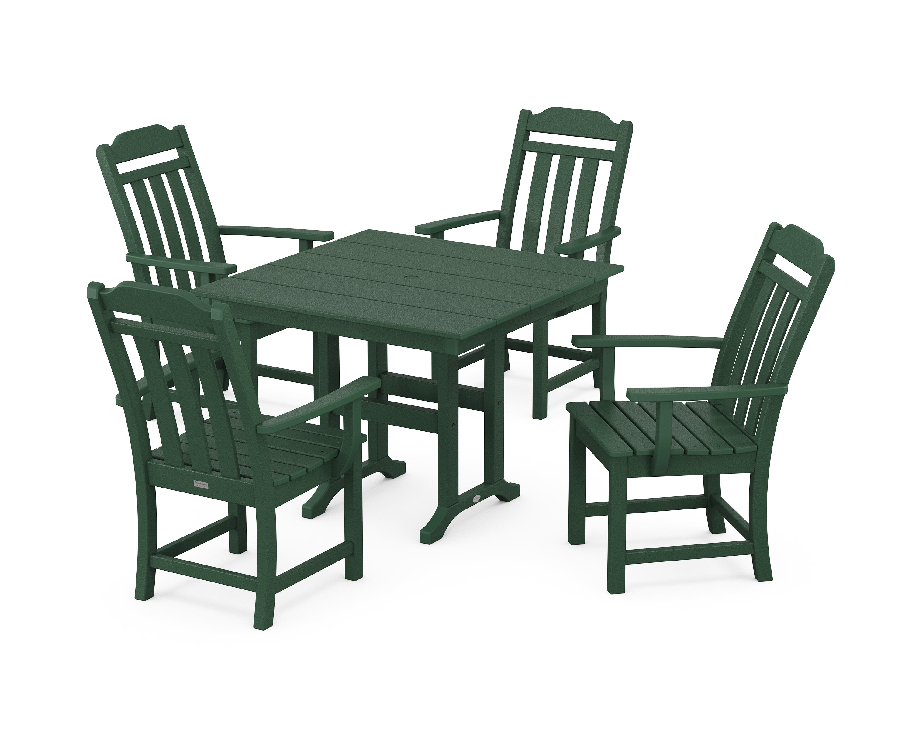 Polywood Country Living 5-Piece Farmhouse Dining Set in Green