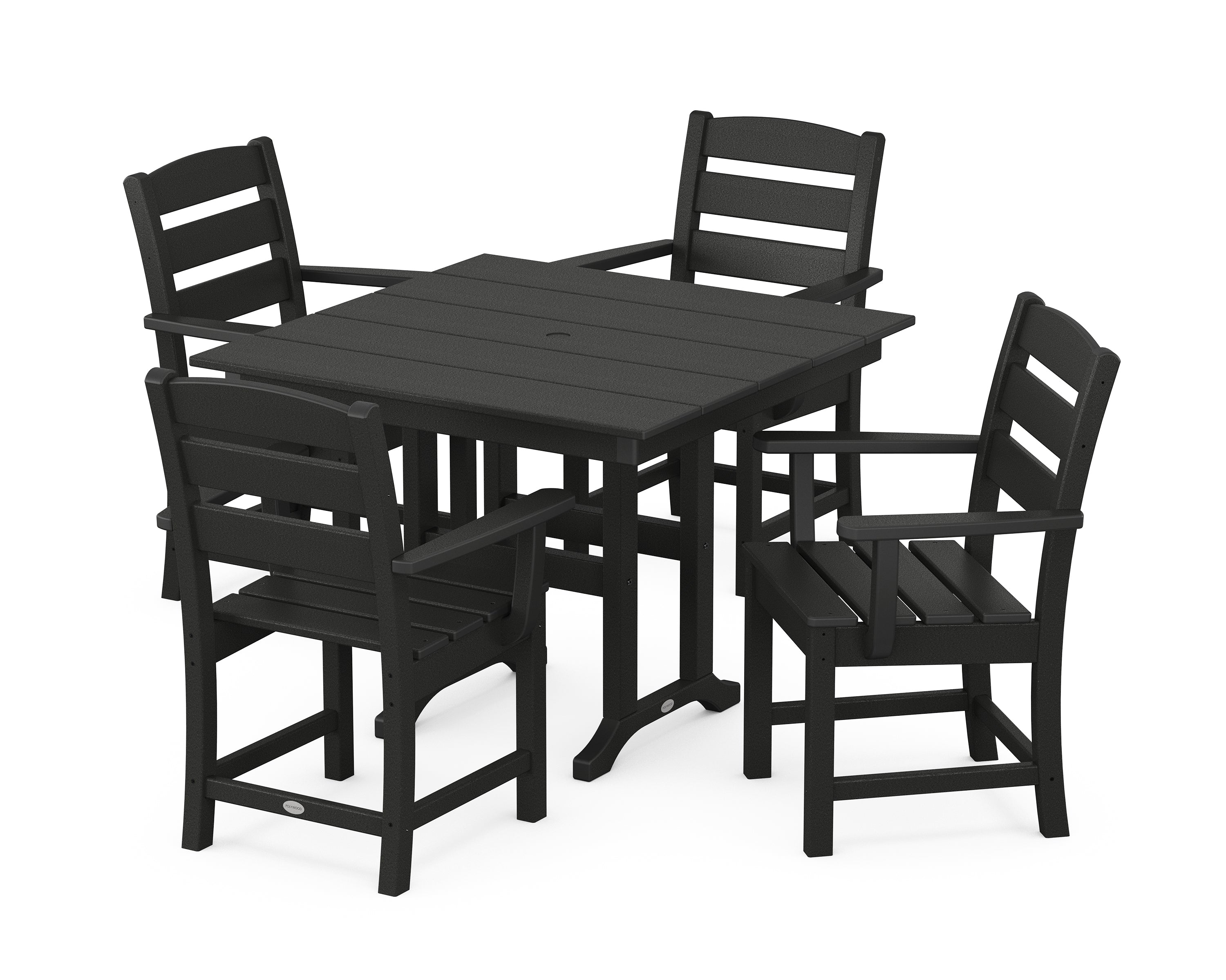 POLYWOOD Lakeside 5-Piece Farmhouse Dining Set in Black