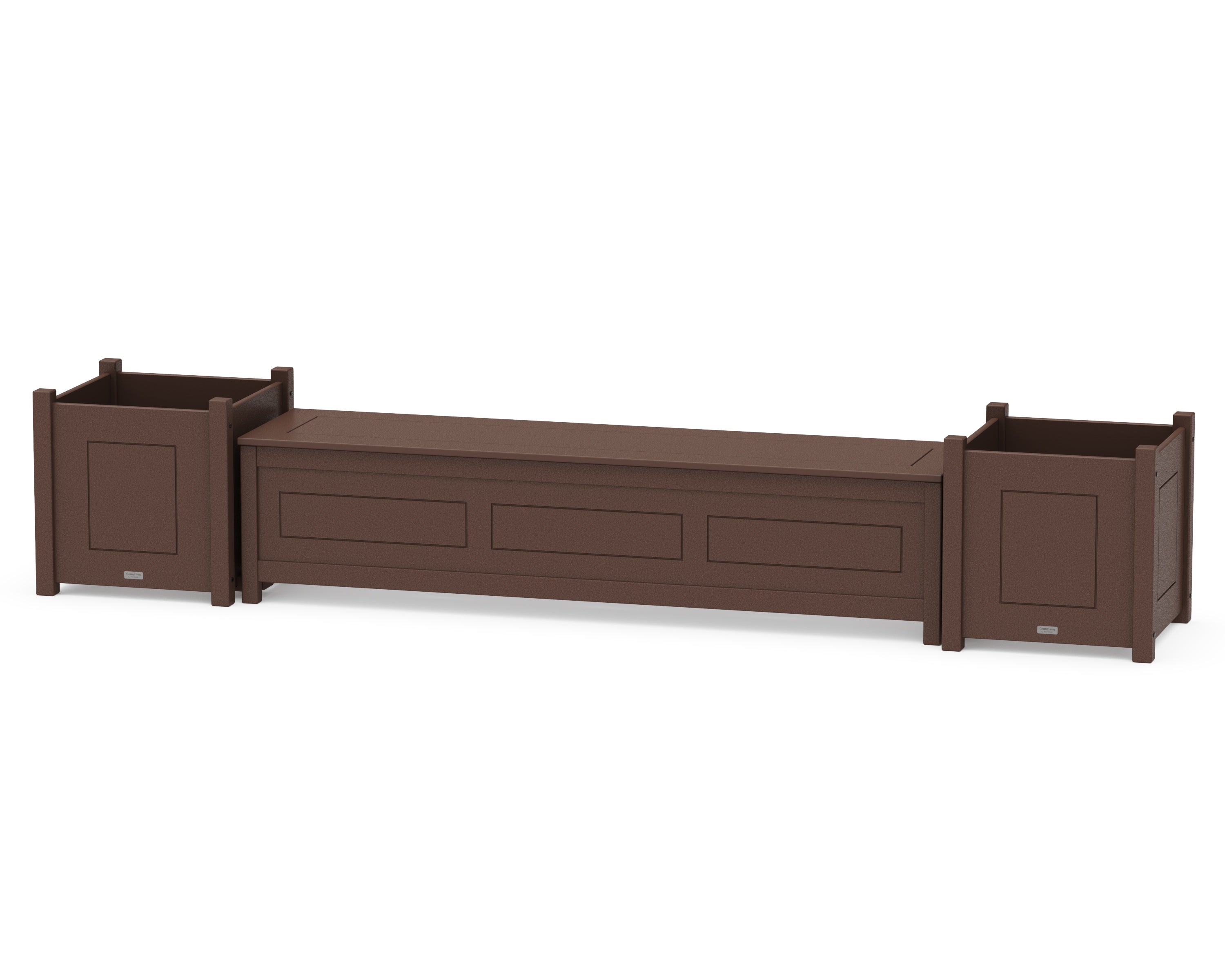 Country Living 72" Country Living Straight Planter Storage Bench Set- Large in Mahogany
