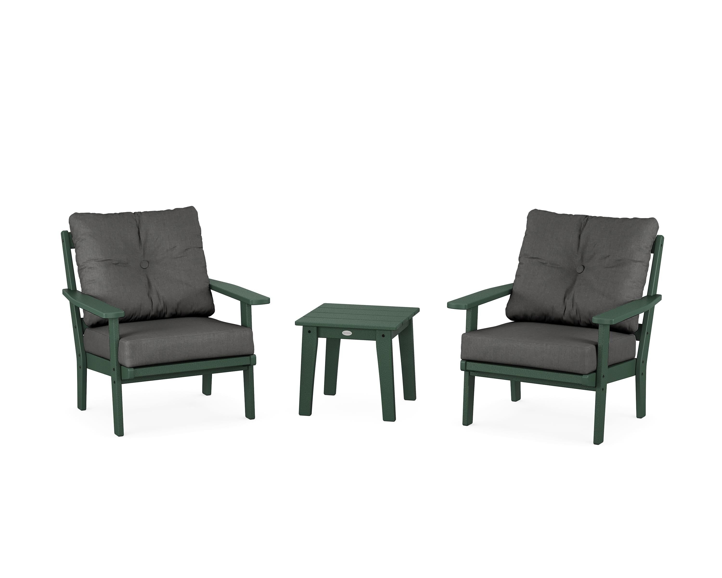 POLYWOOD Prairie 3-Piece Deep Seating Set in Green / Spectrum Carbon