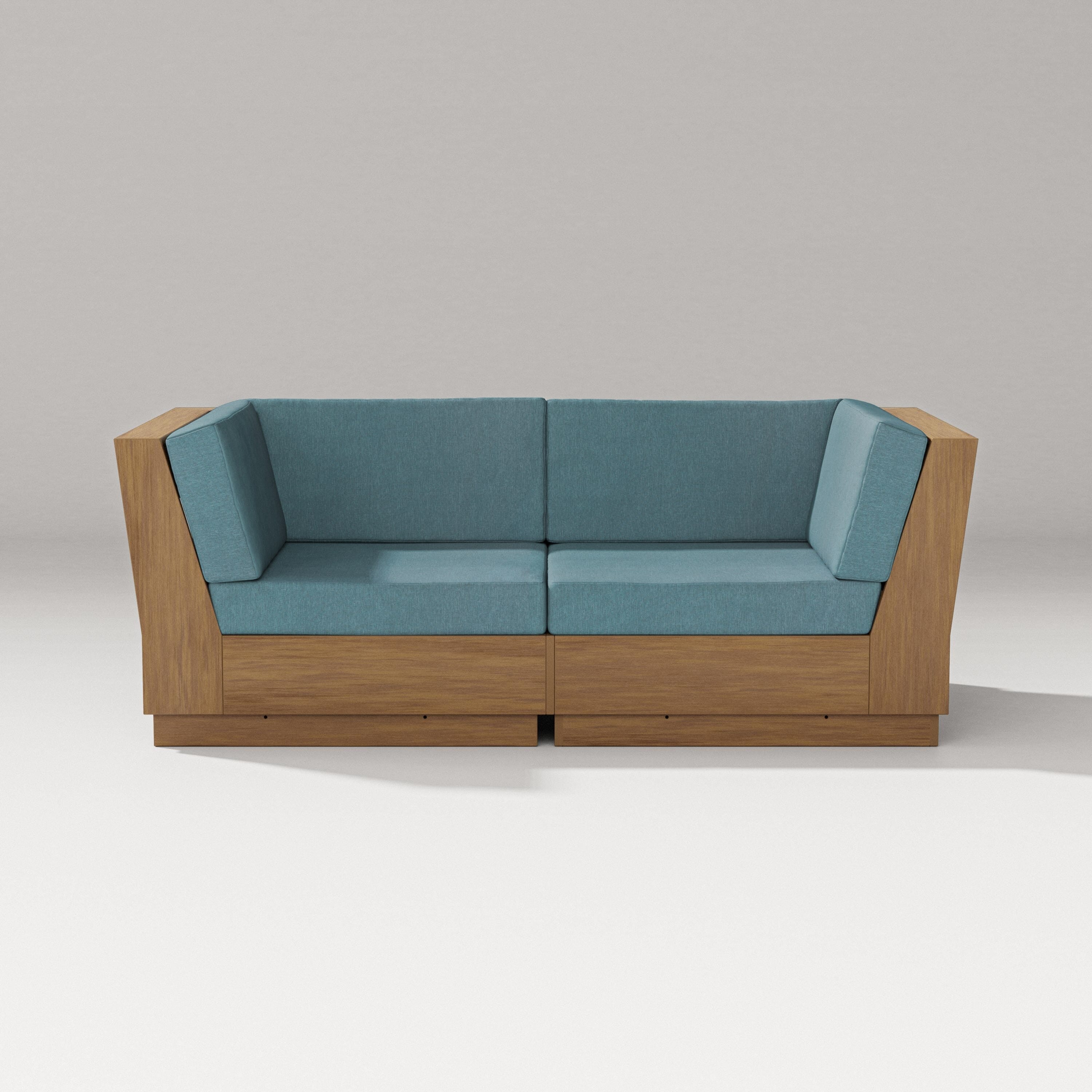 PW Designer Series Elevate Loveseat Sectional in Natural / Ocean Teal