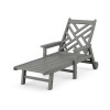 POLYWOOD Chippendale Chaise with Arms and Wheels in Slate Grey