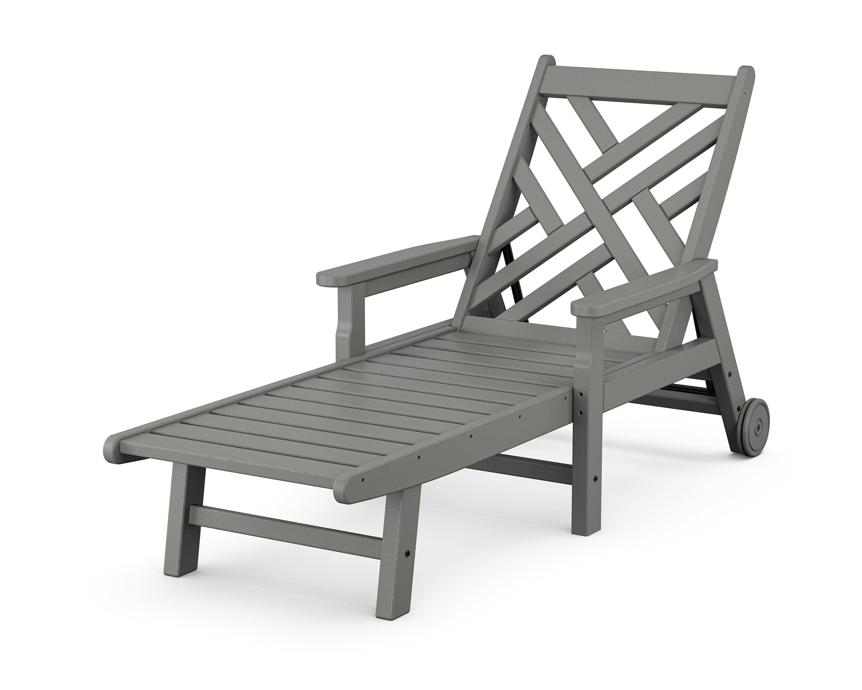 POLYWOOD® Chippendale Chaise with Arms and Wheels in Slate Grey