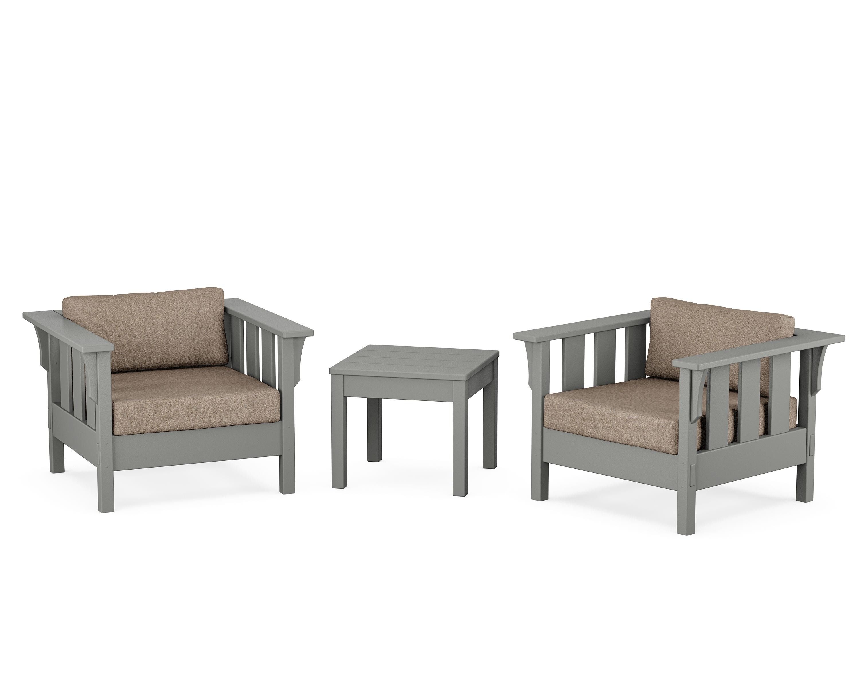 Martha Stewart by POLYWOOD Acadia 3-Piece Deep Seating Set in Slate Grey / Spiced Burlap