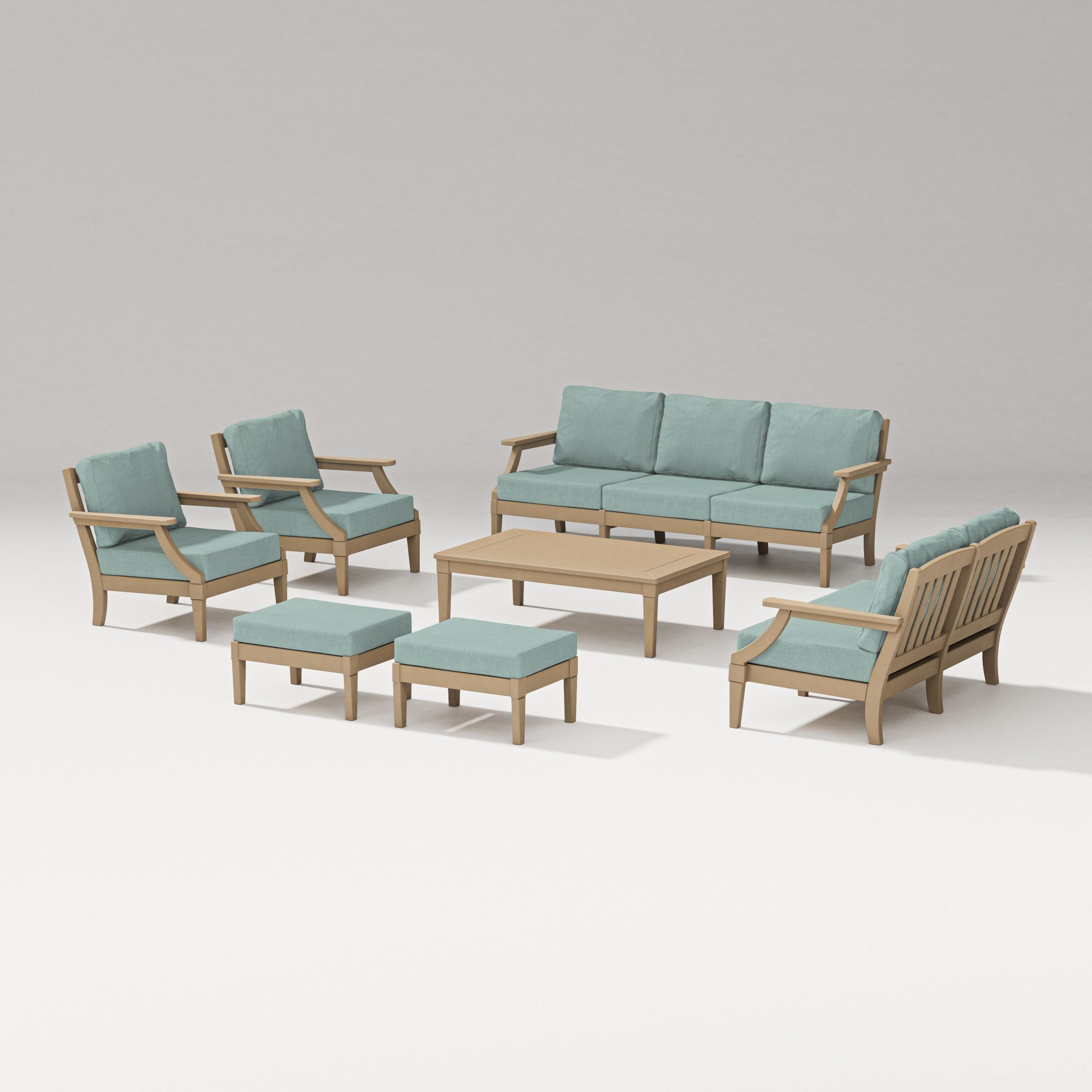 PW Designer Series Estate 7-Piece Lounge Sofa Set in Vintage Sahara / Glacier Spa