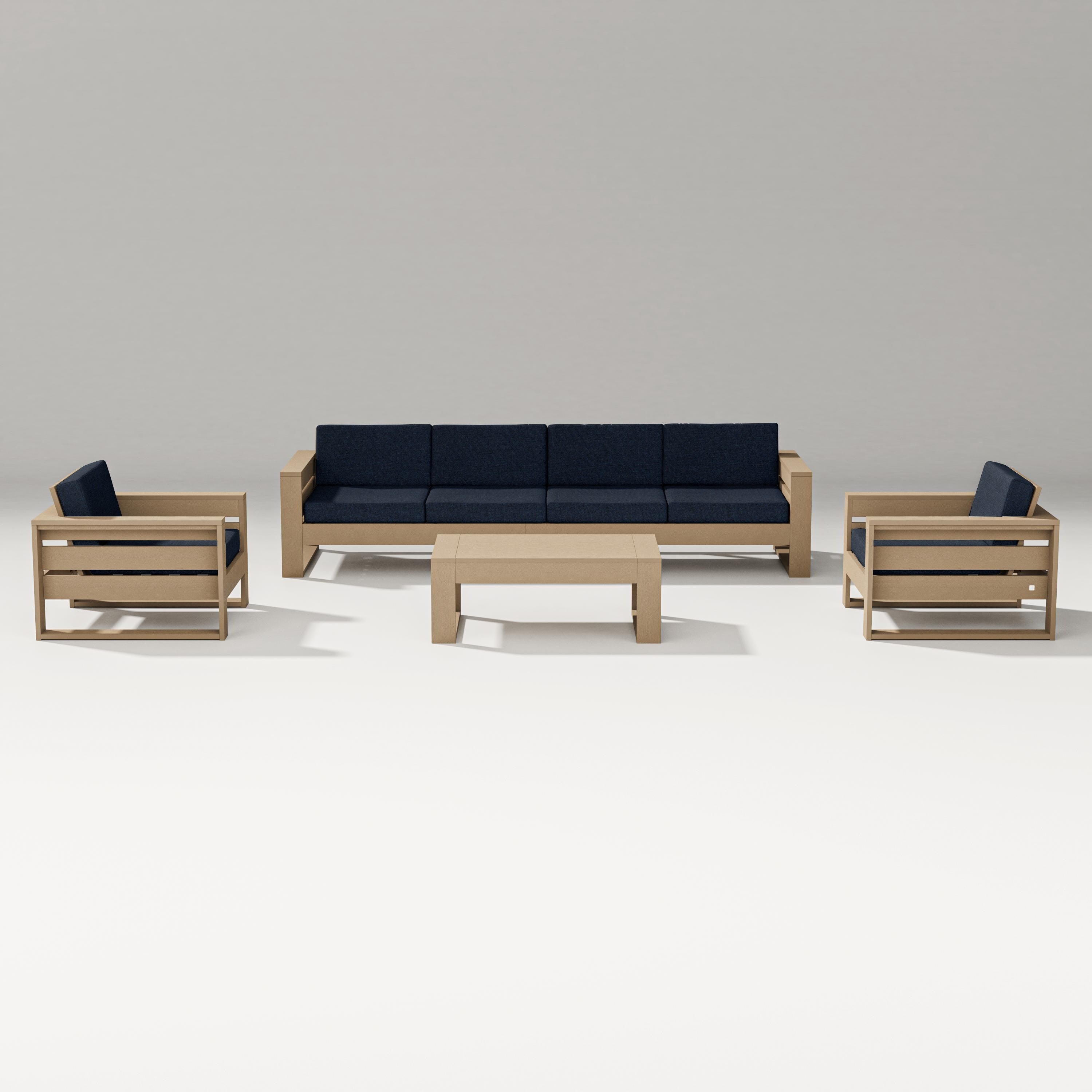 PW Designer Series Latitude 5-Piece Lounge Sofa Set in Vintage Sahara / Marine Indigo