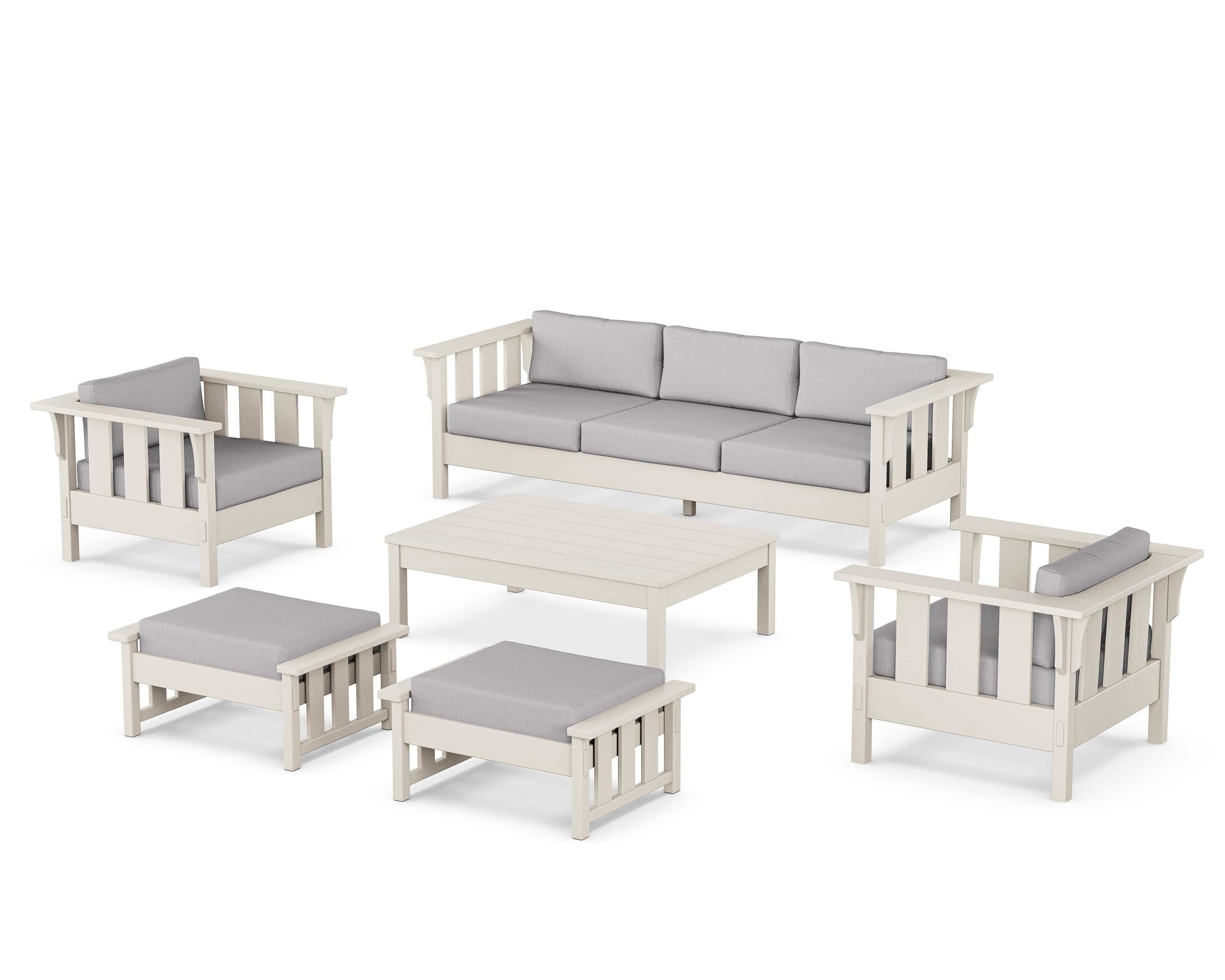 Martha Stewart by POLYWOOD Acadia 6-Piece Lounge Sofa Set in Sand / Granite