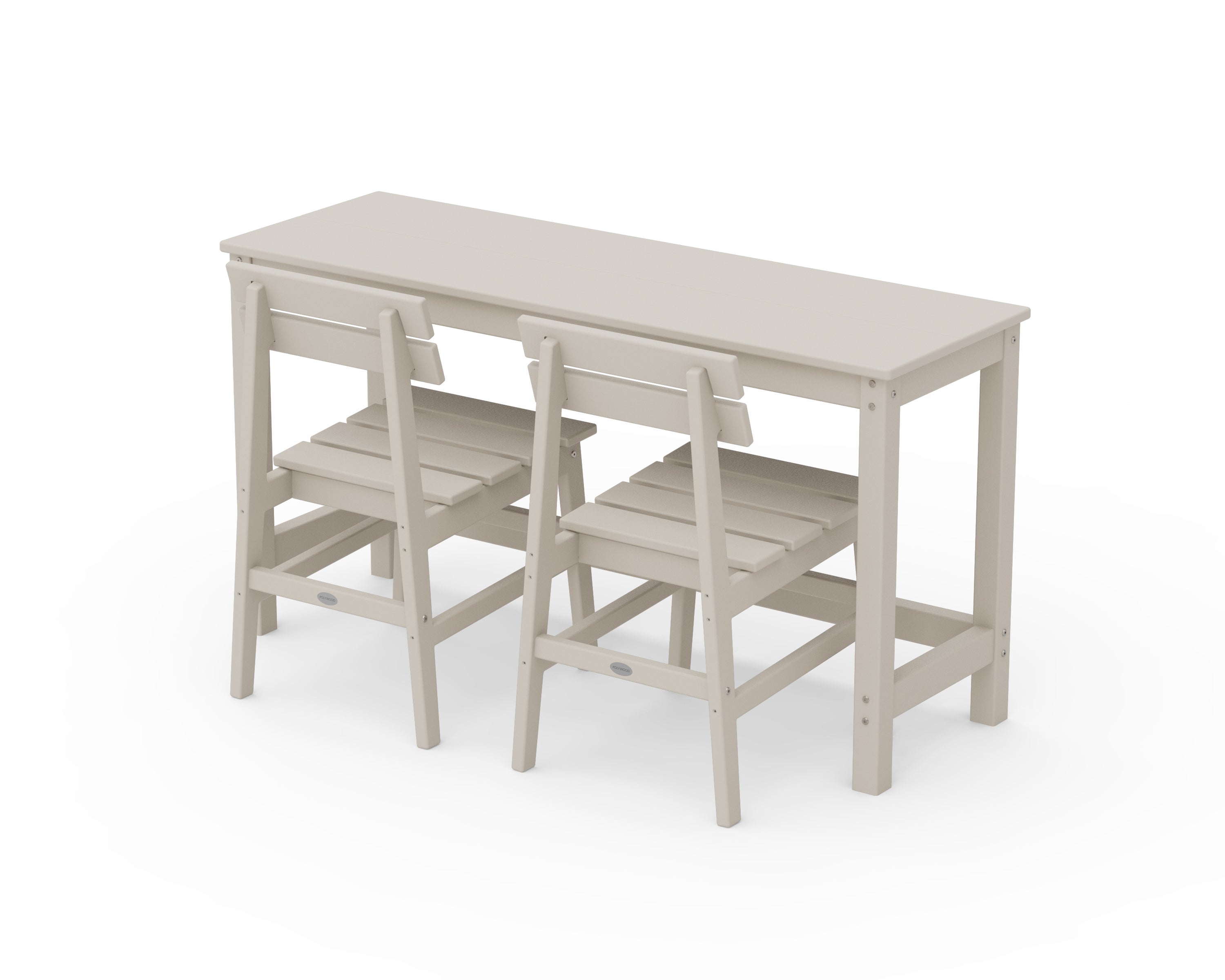 POLYWOOD Modern Studio Plaza Chair 3-Piece Balcony Set in Sand
