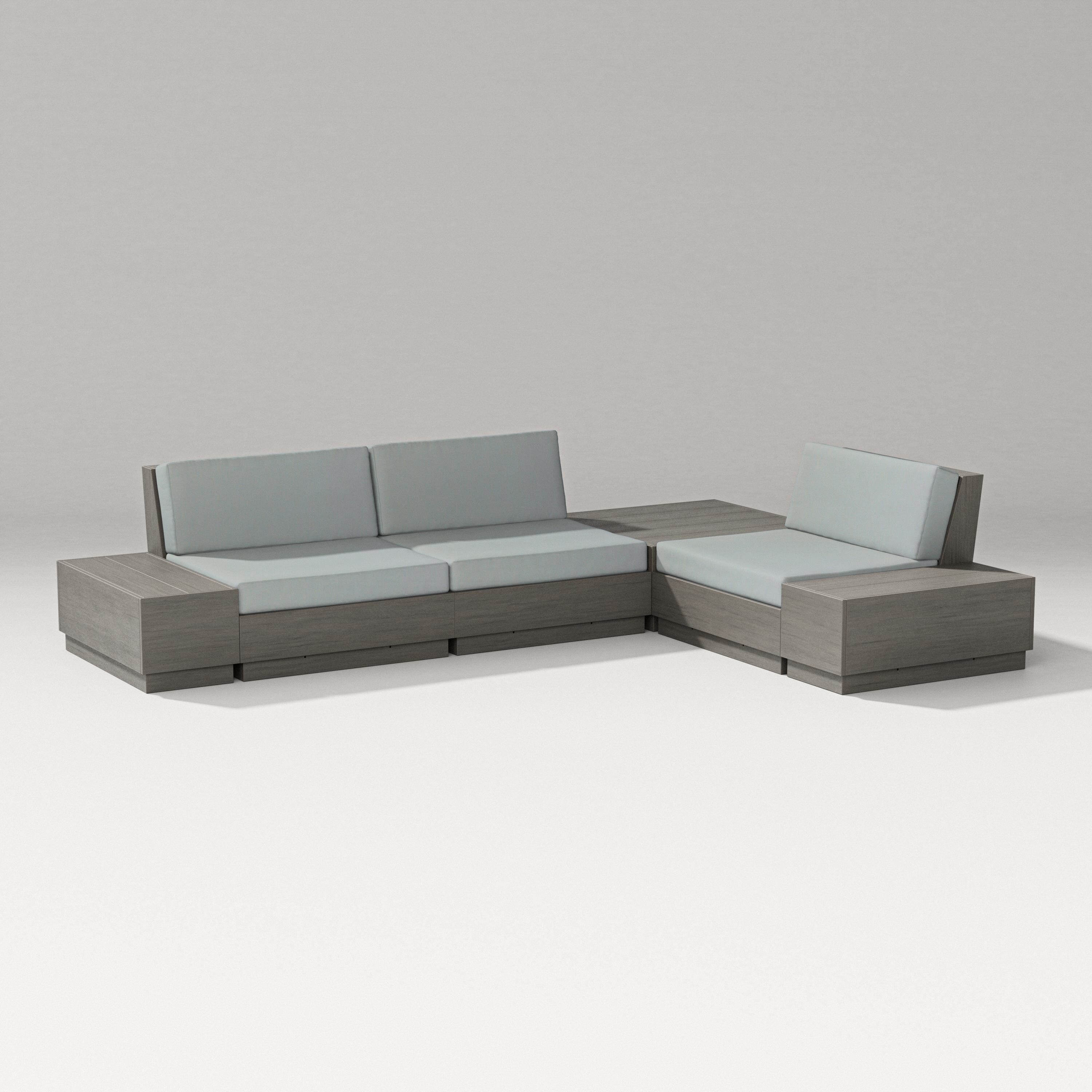 PW Designer Series Elevate 6-Piece Corner Sectional in Driftwood / Spa