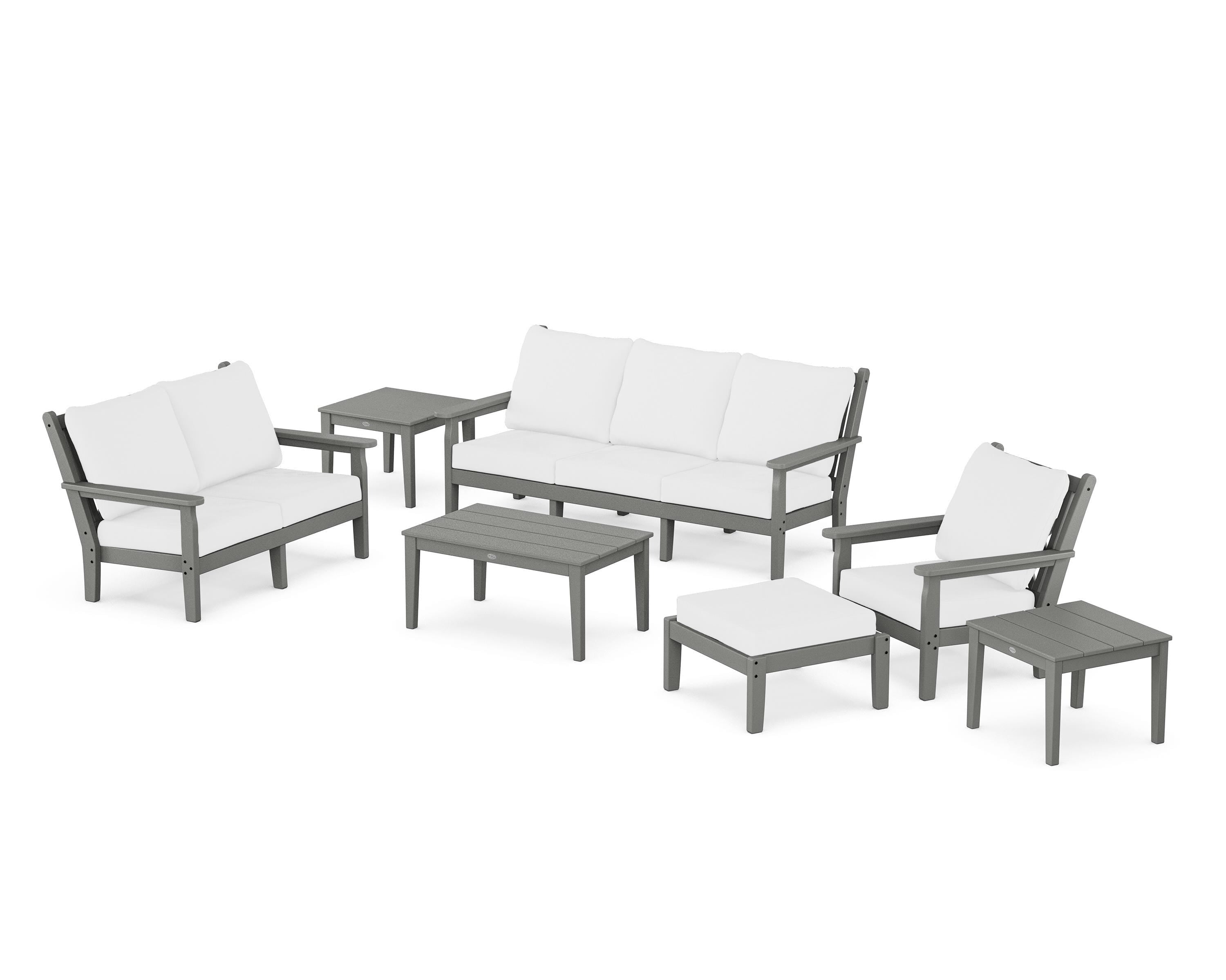 POLYWOOD Chippendale 7-Piece Deep Seating Set in Slate Grey / Natural