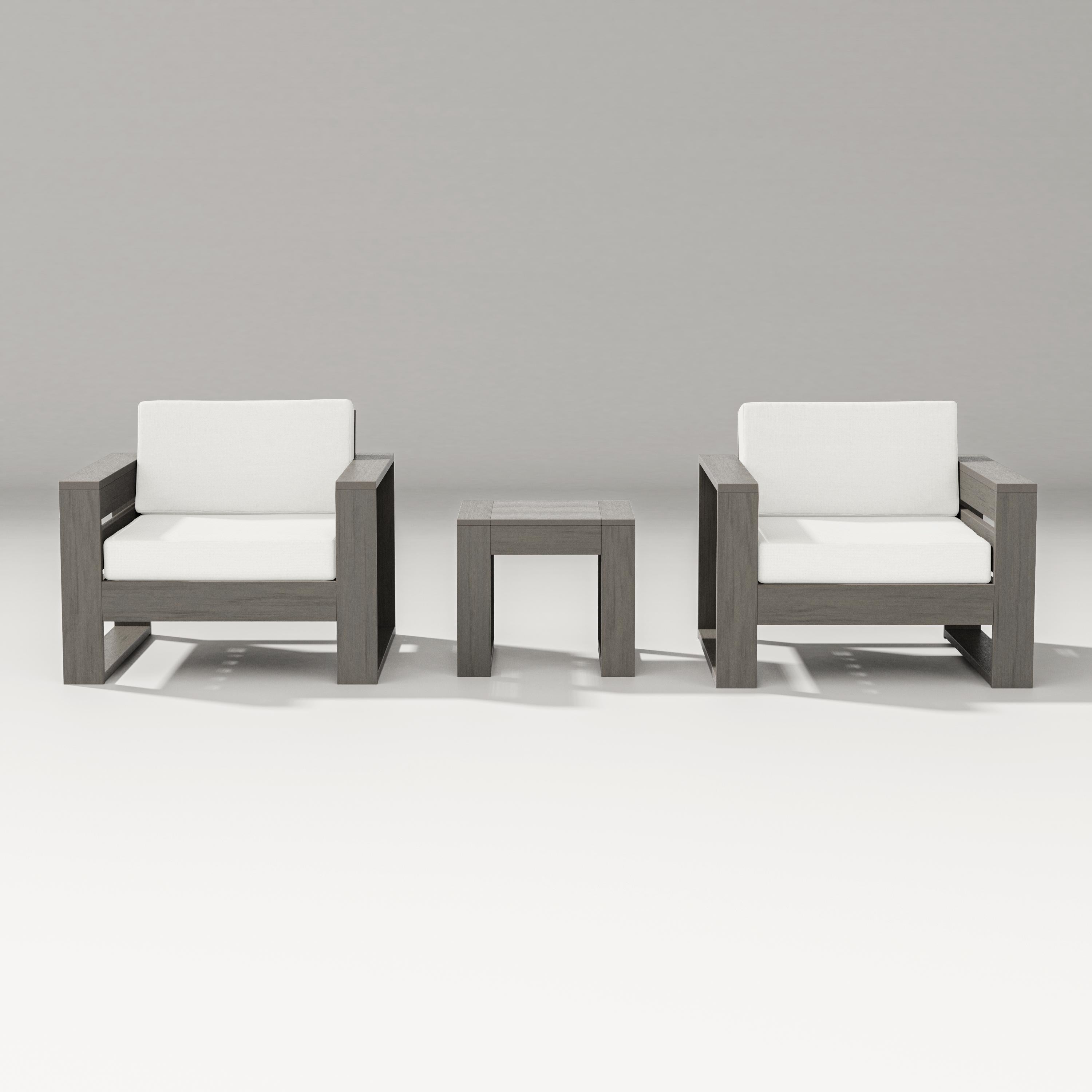 PW Designer Series Latitude 3-Piece Lounge Chair Set in Driftwood / Natural Linen