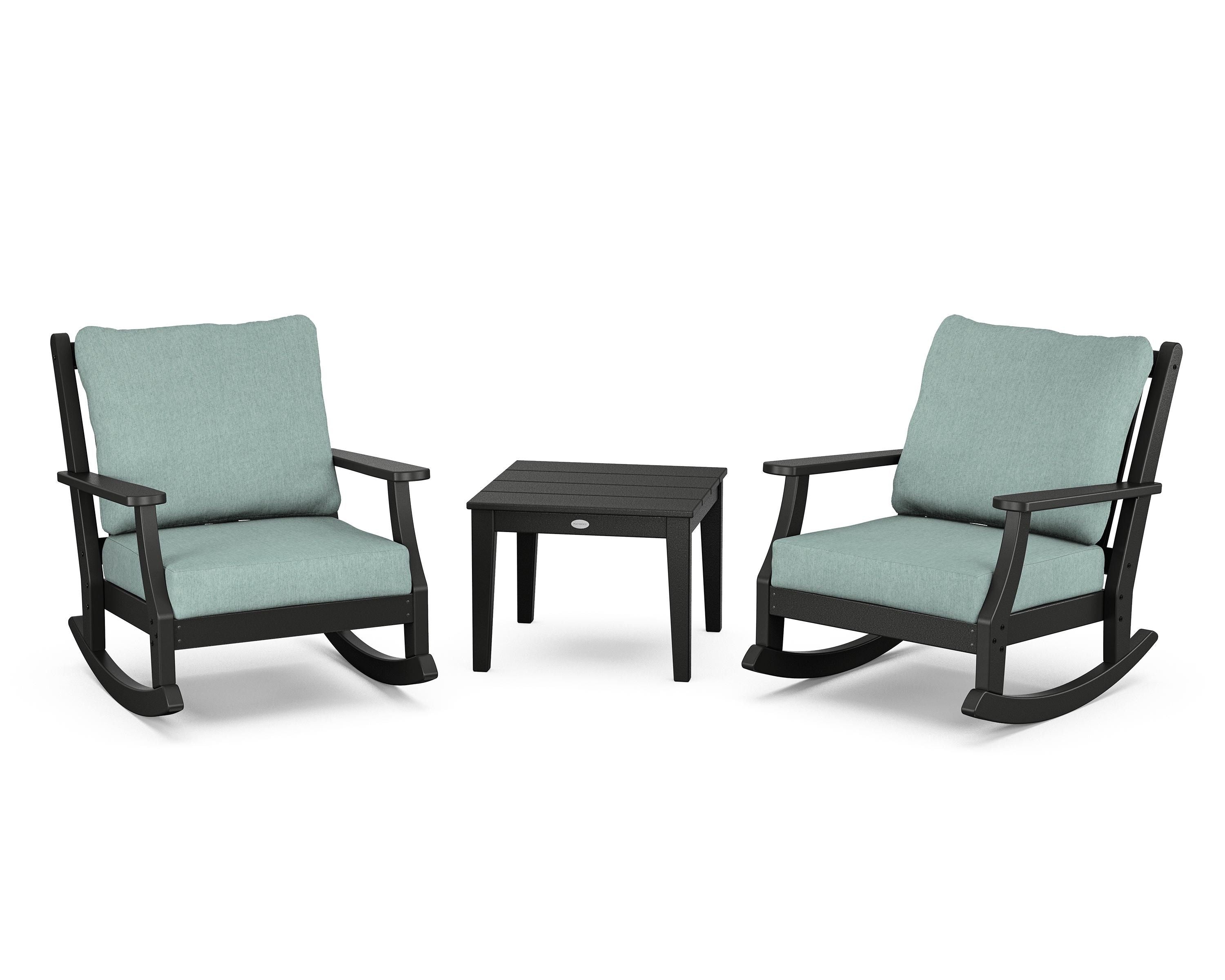 Country Living Wovendale 3-Piece Deep Seating Rocker Set in Black / Glacier Spa