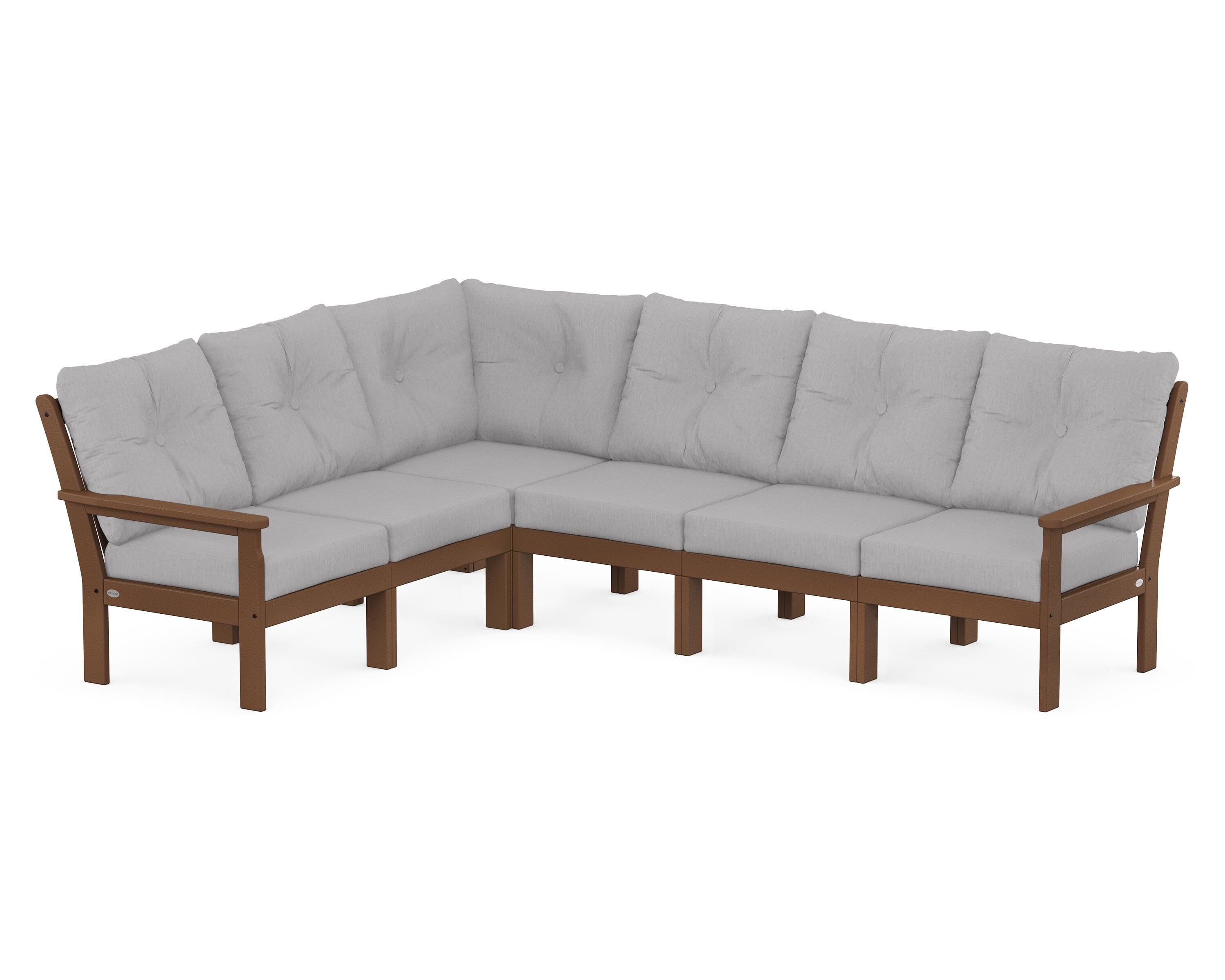 POLYWOOD Vineyard 6-Piece Sectional in Teak / Granite