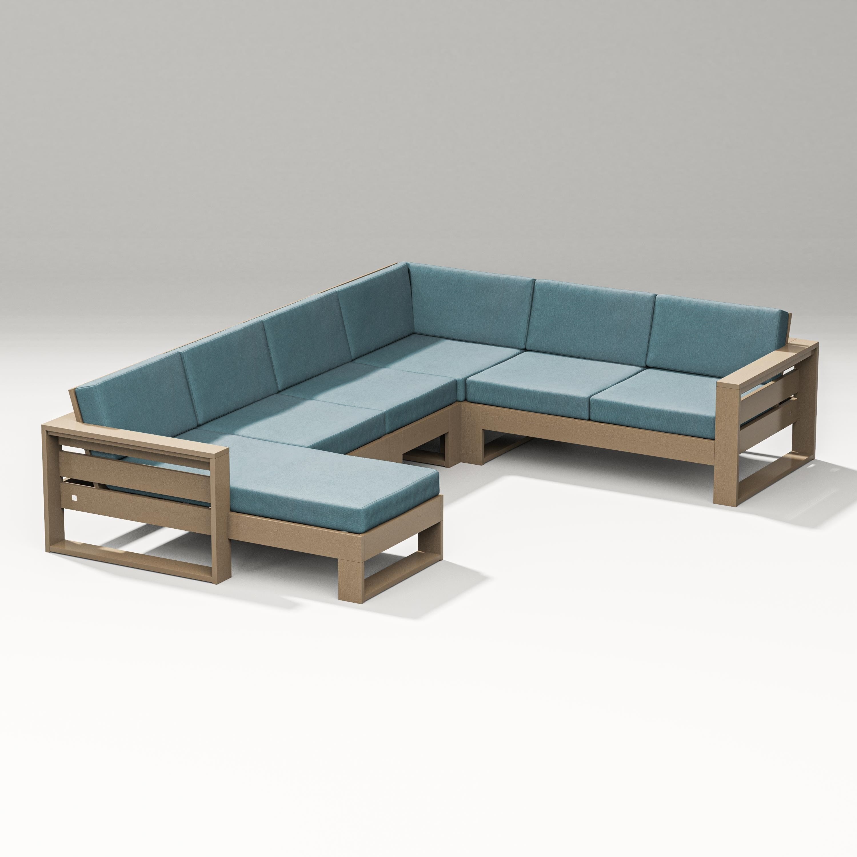 PW Designer Series Latitude Corner Sectional with Left Chaise in Vintage Sahara / Ocean Teal