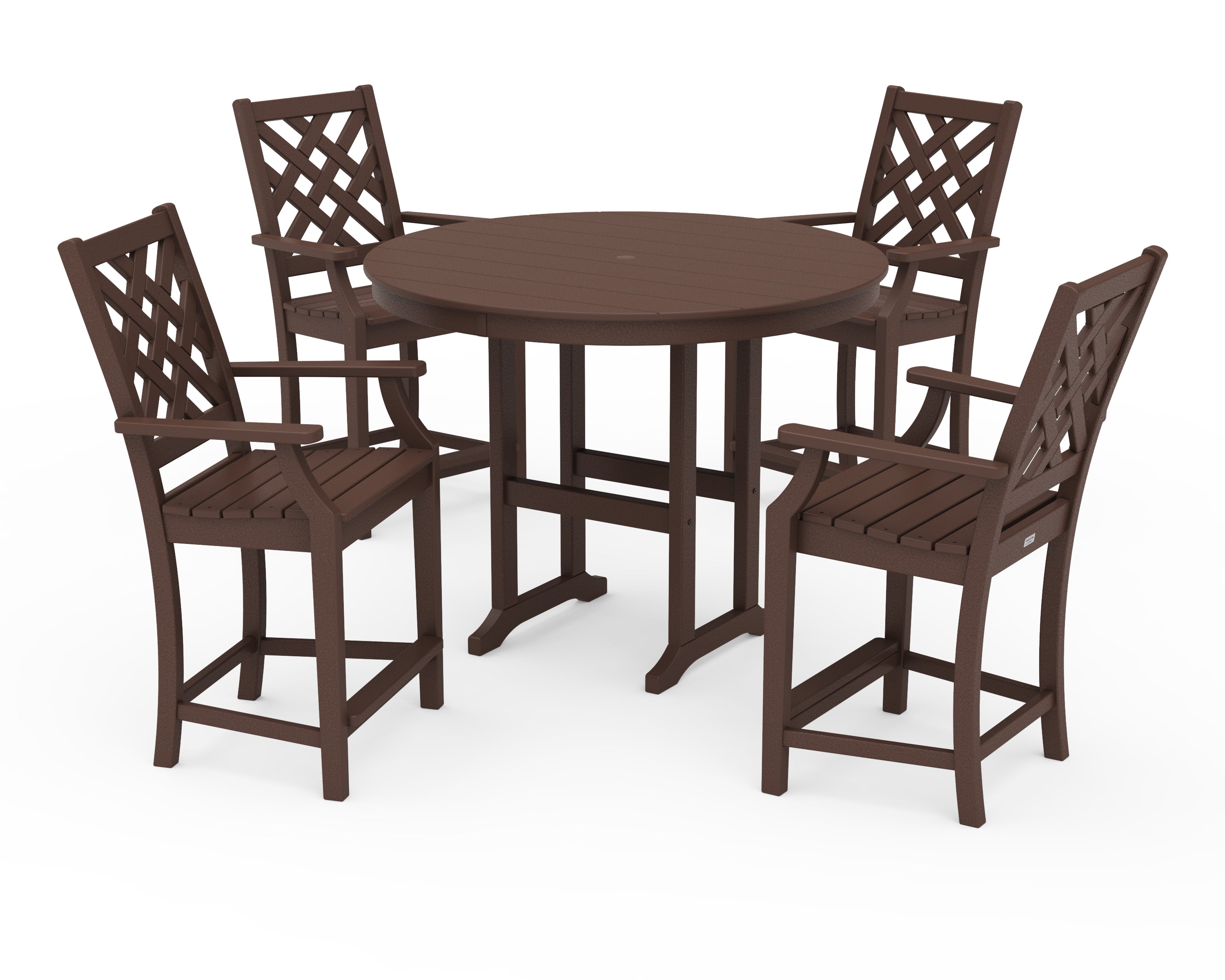 Country Living Wovendale 5-Piece Round Farmhouse Counter Set in Mahogany