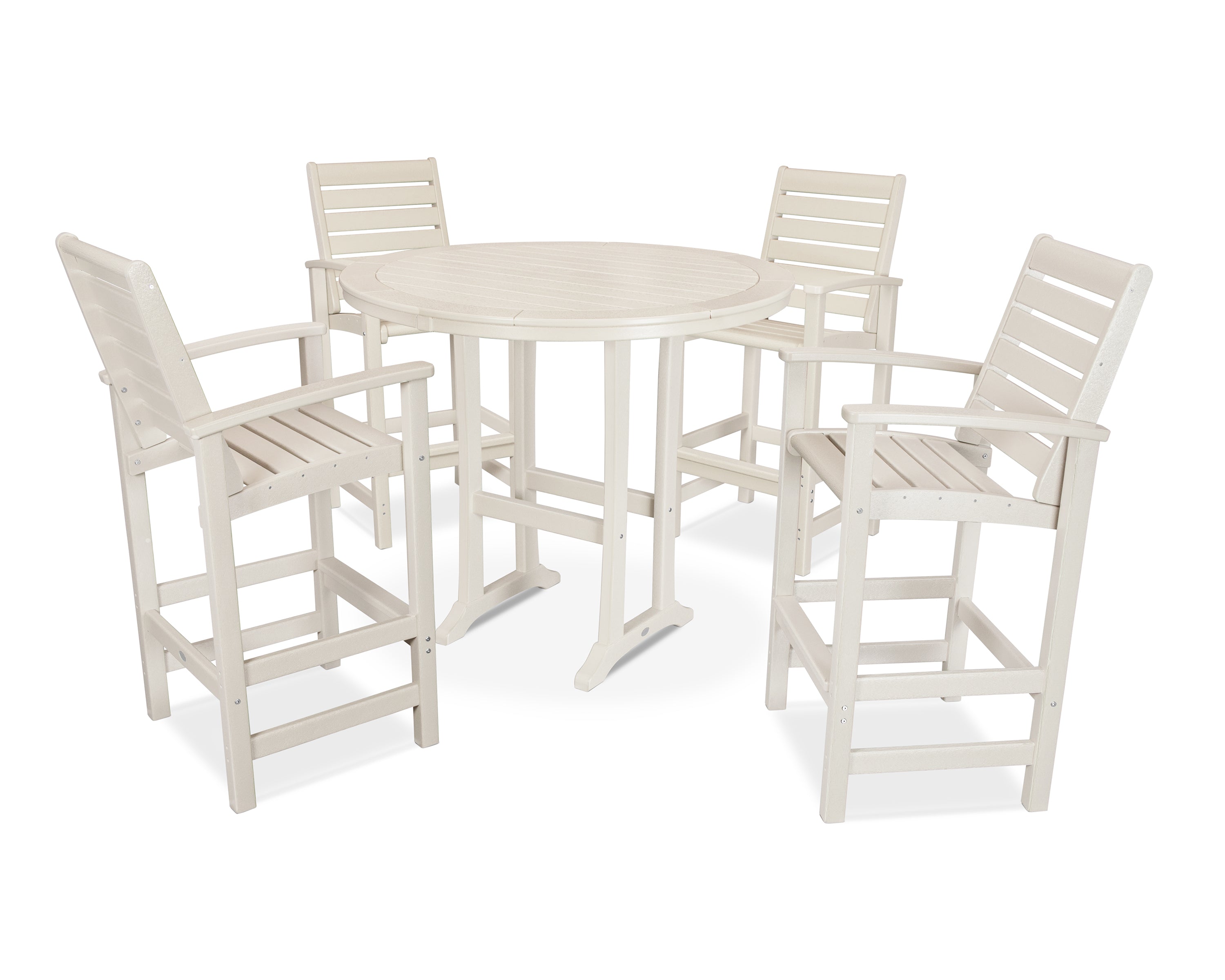 POLYWOOD® 5 Piece Signature Bar Dining Set in Sand