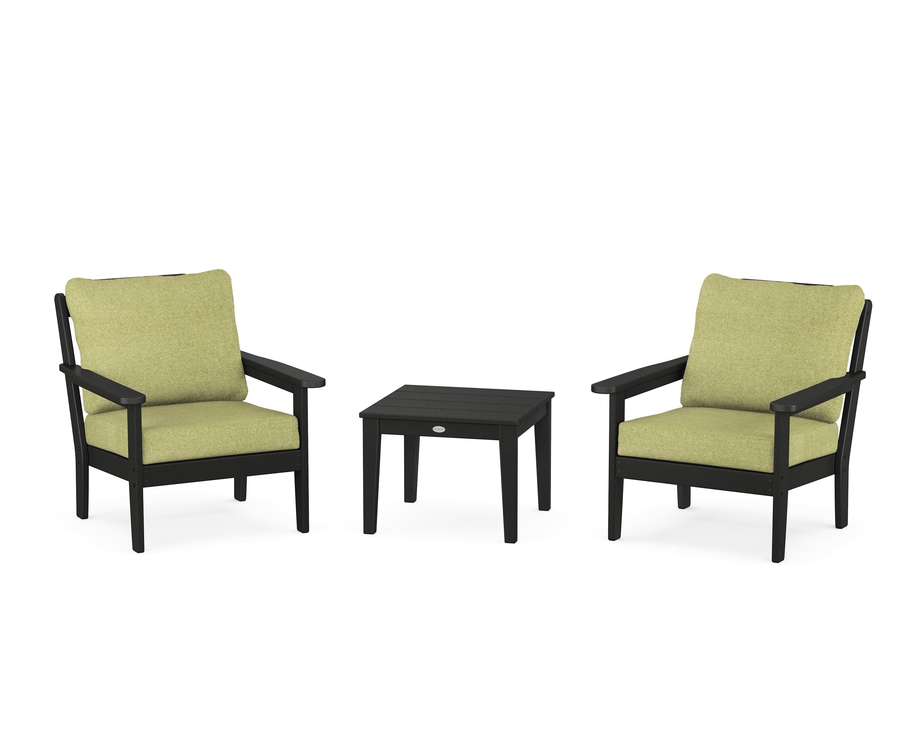 Country Living Cottage 3-Piece Deep Seating Set in Black / Chartreuse Boucle