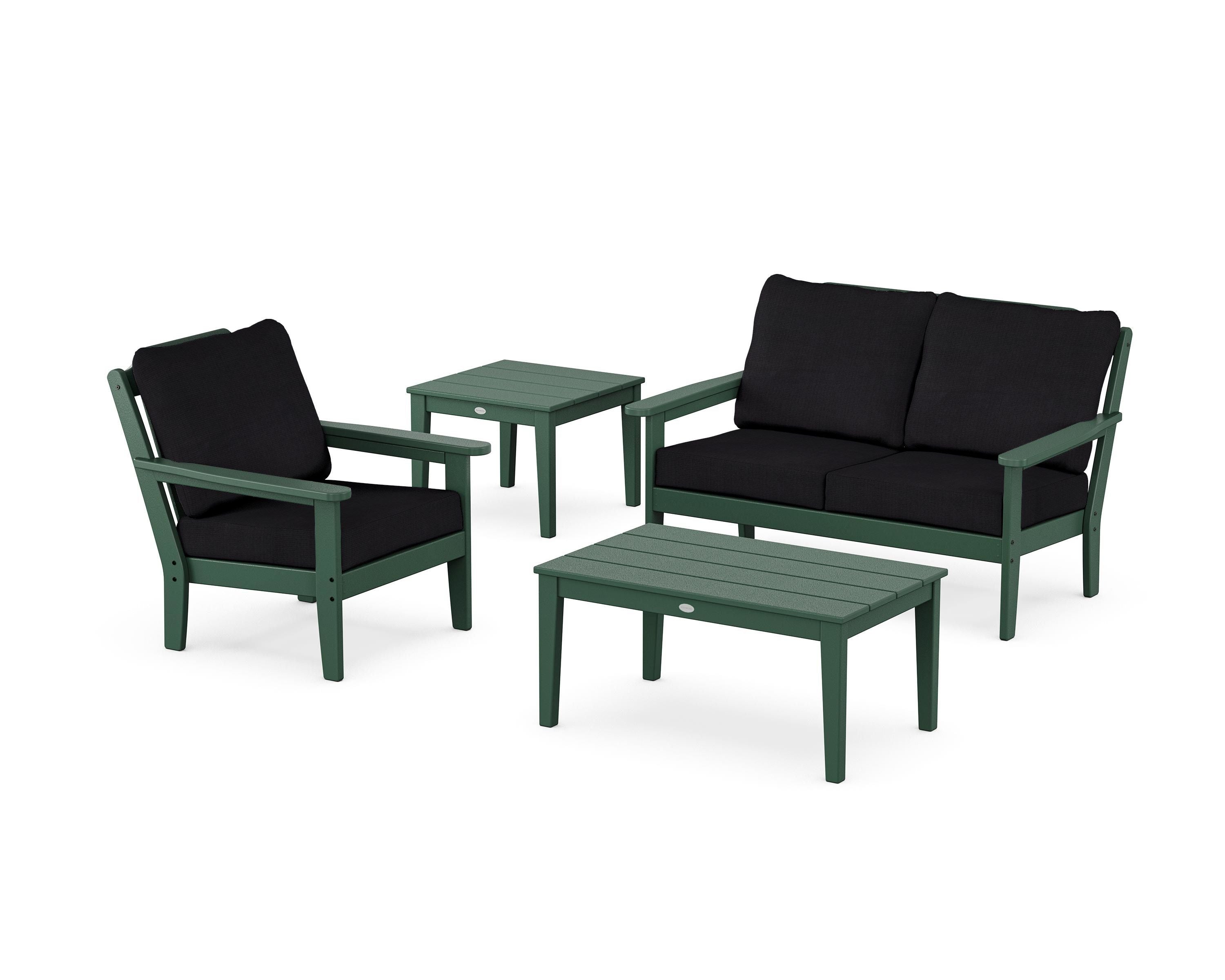 Country Living Wovendale 4-Piece Deep Seating Set in Green / Midnight Linen