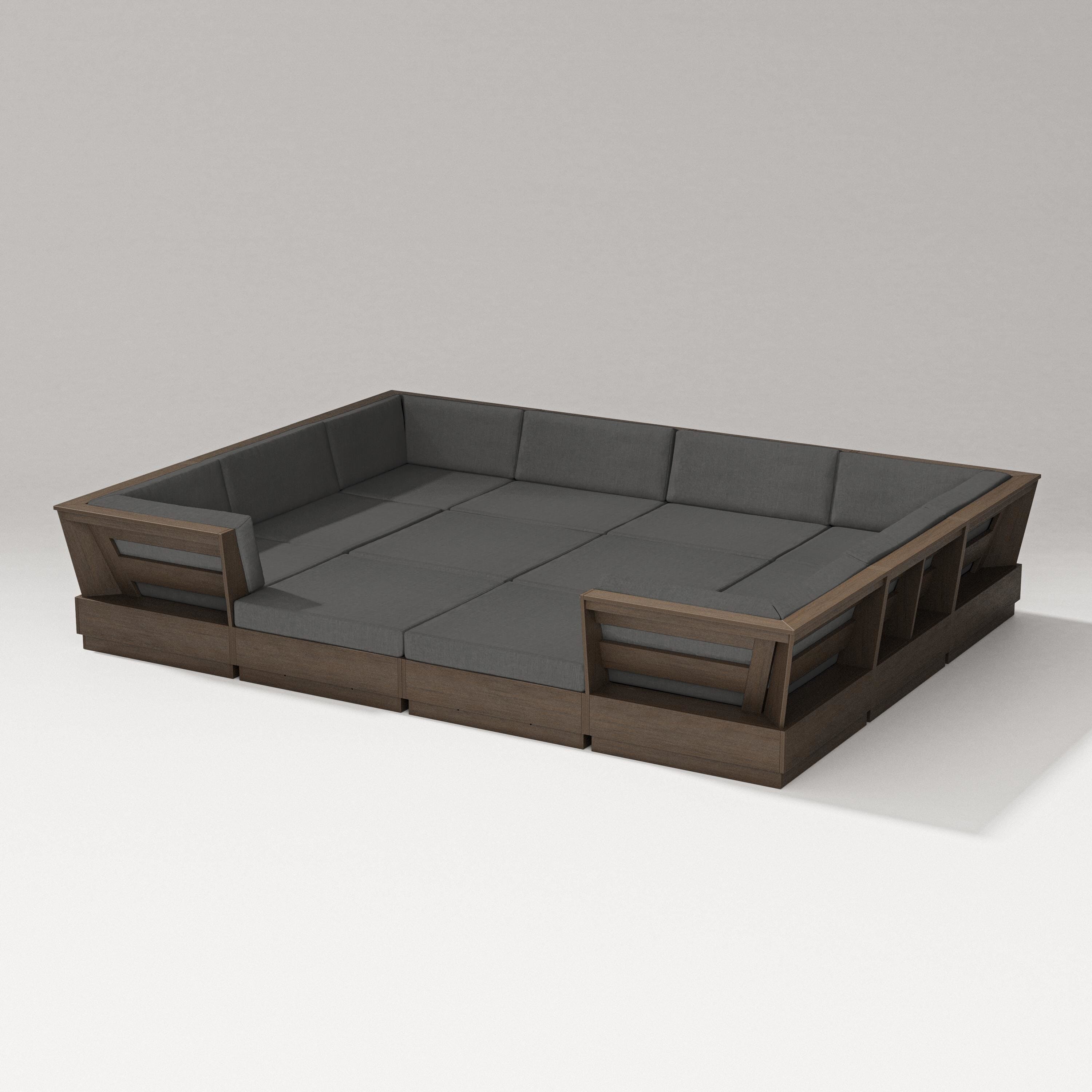 PW Designer Series Elevate 12-Piece Pit Sectional in Kona / Spectrum Carbon
