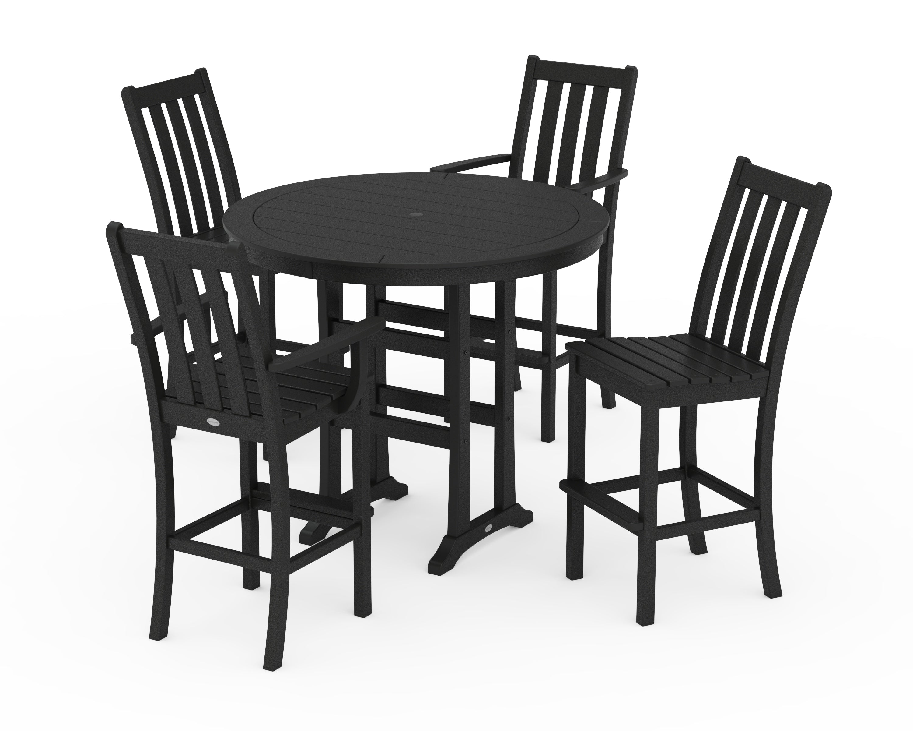 POLYWOOD Vineyard 5-Piece Nautical Trestle Bar Set in Black