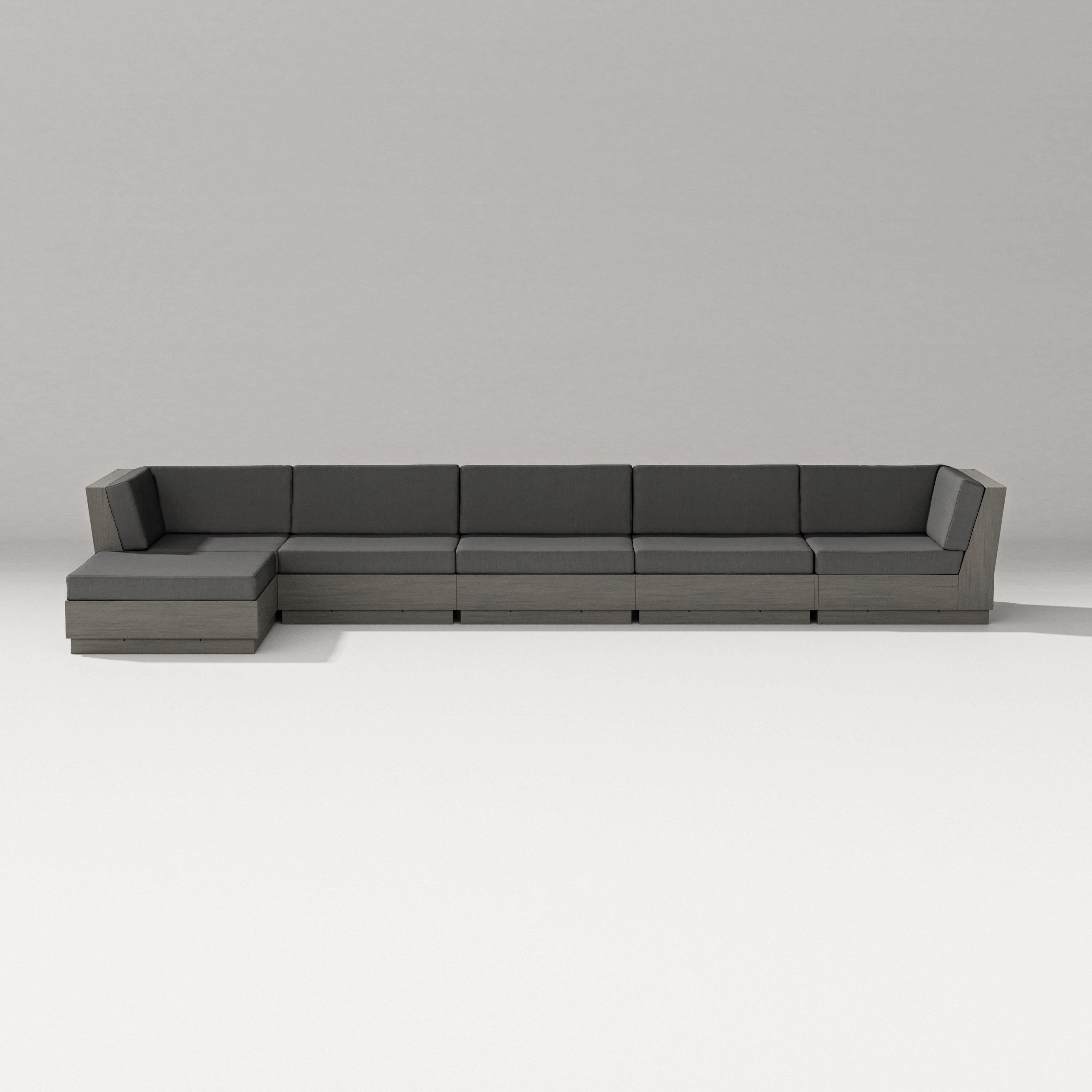 PW Designer Series Elevate 6-Piece Chaise Sectional in Driftwood / Spectrum Carbon