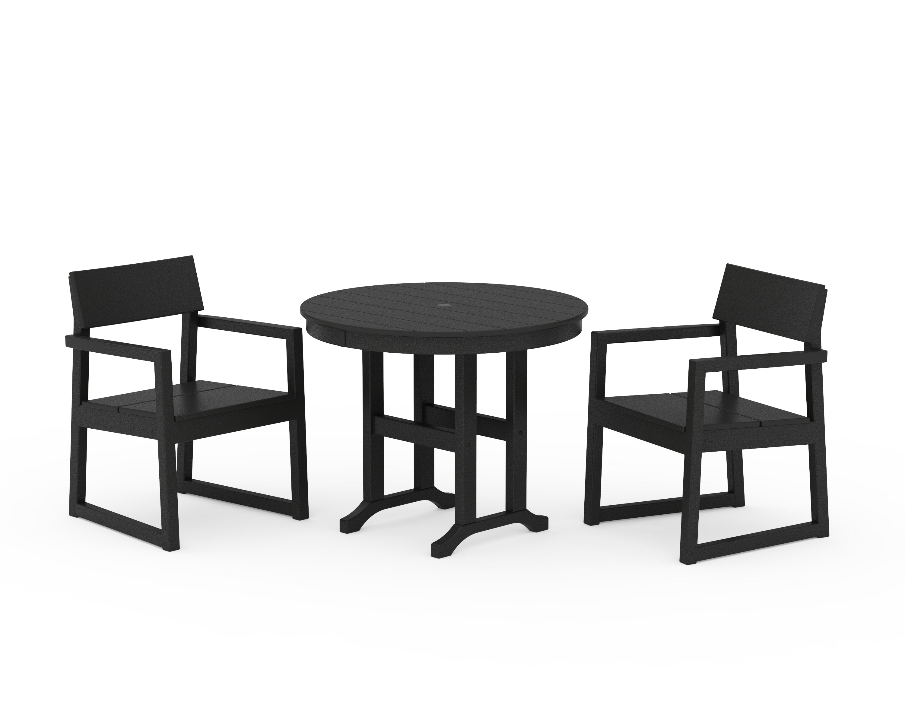POLYWOOD EDGE 3-Piece Round Dining Set in Black