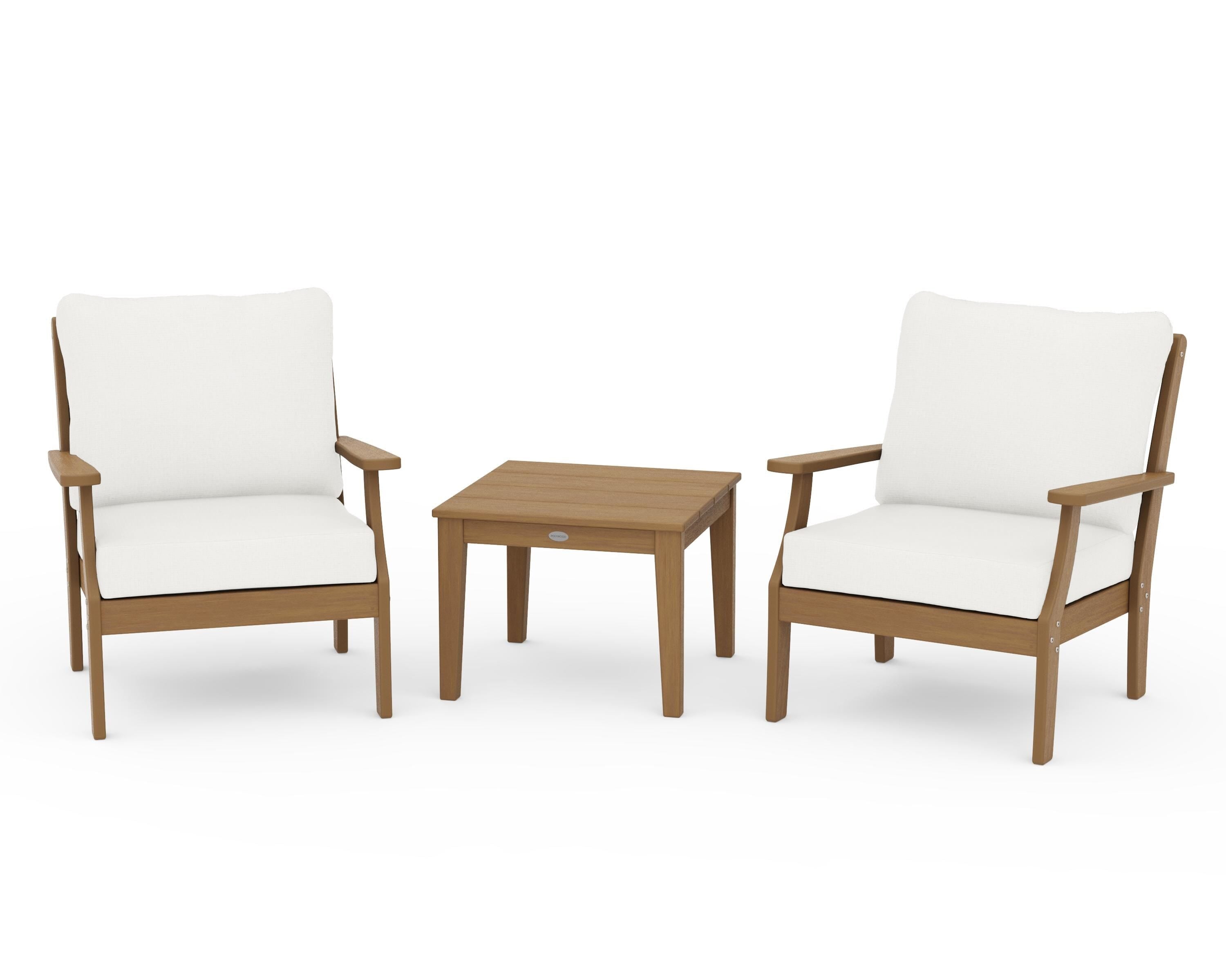 POLYWOOD Braxton 3-Piece Deep Seating Set in Natural / Natural Linen