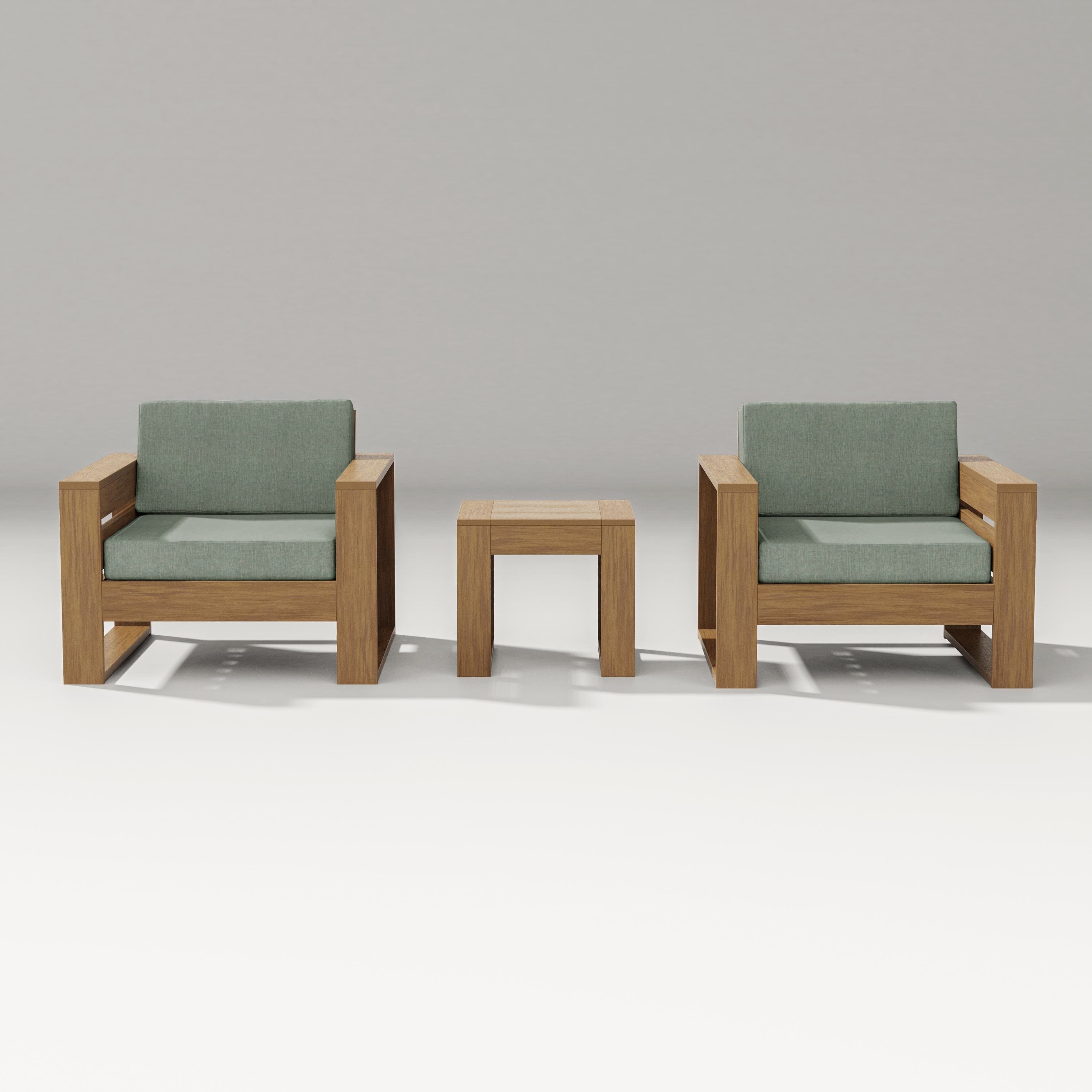 PW Designer Series Latitude 3-Piece Lounge Chair Set in Natural / Cast Sage