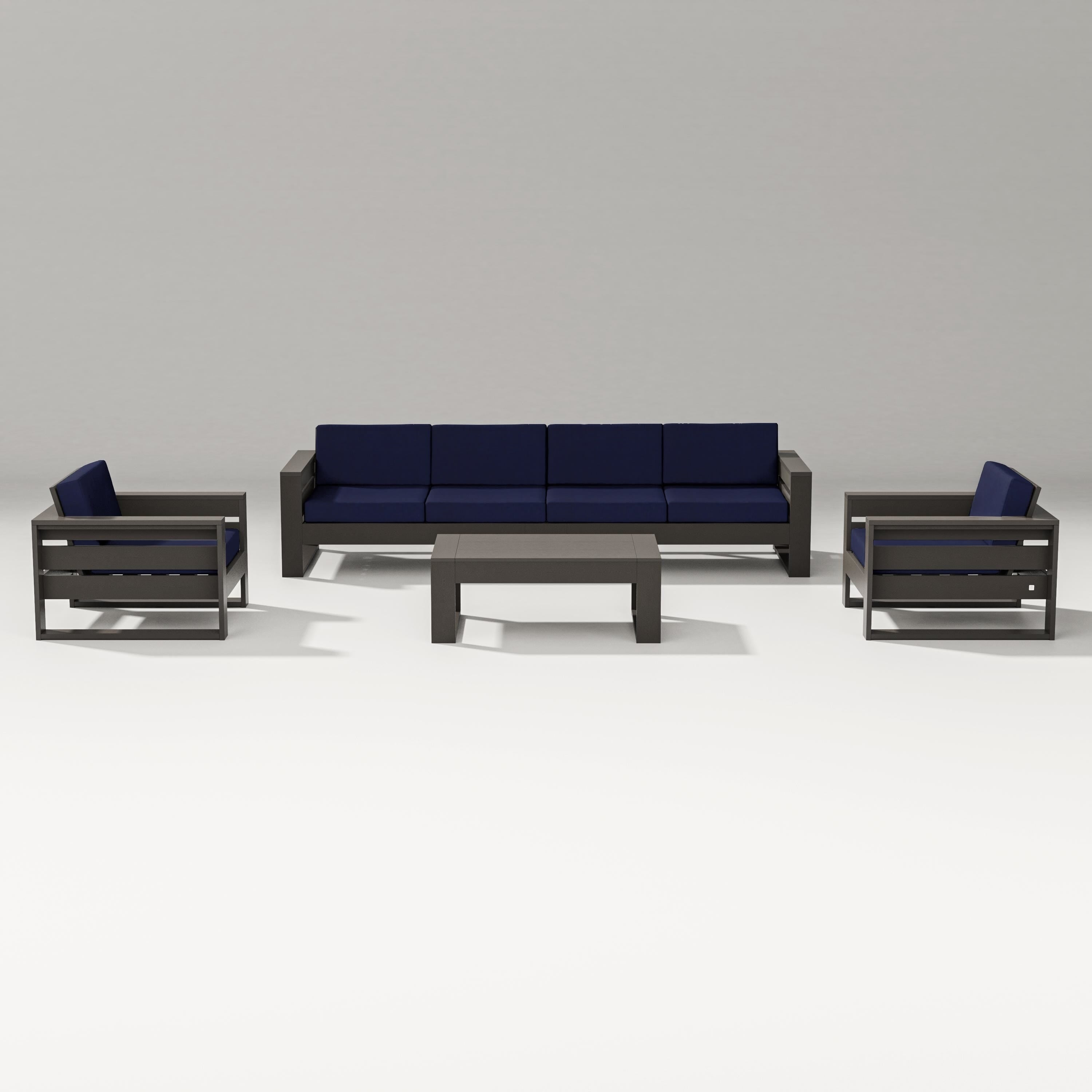 PW Designer Series Latitude 5-Piece Lounge Sofa Set in Vintage Coffee / Navy