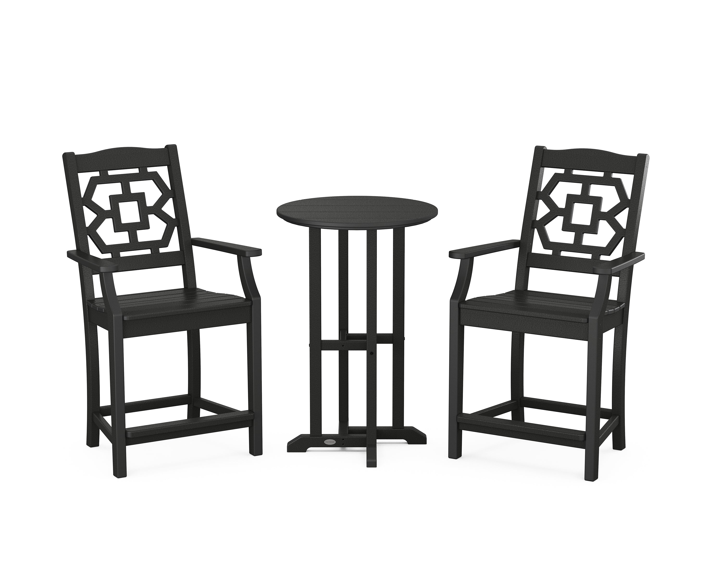 Martha Stewart by POLYWOOD® Chinoiserie 3-Piece Farmhouse Counter Set in Black