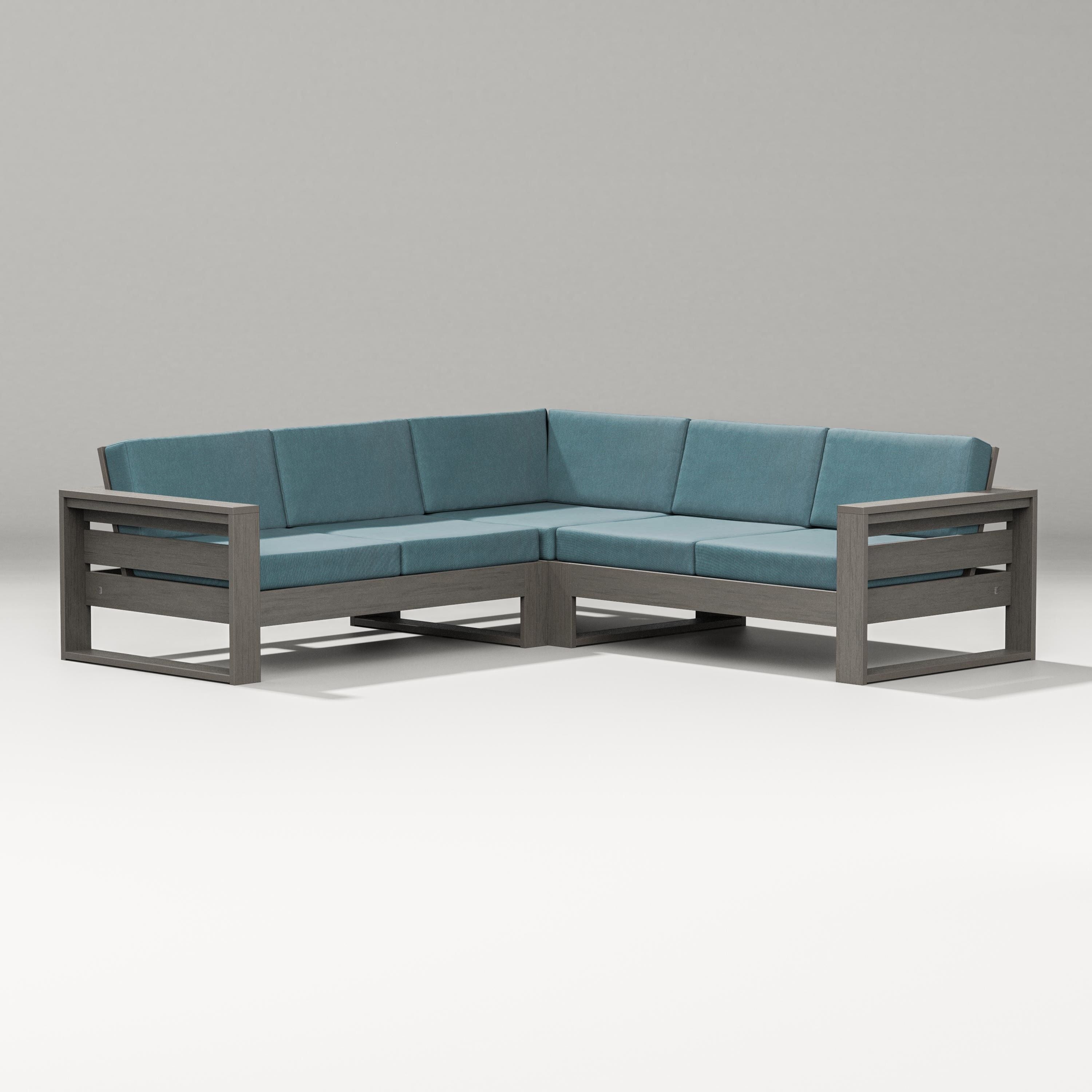 PW Designer Series Latitude Corner Sectional in Driftwood / Ocean Teal