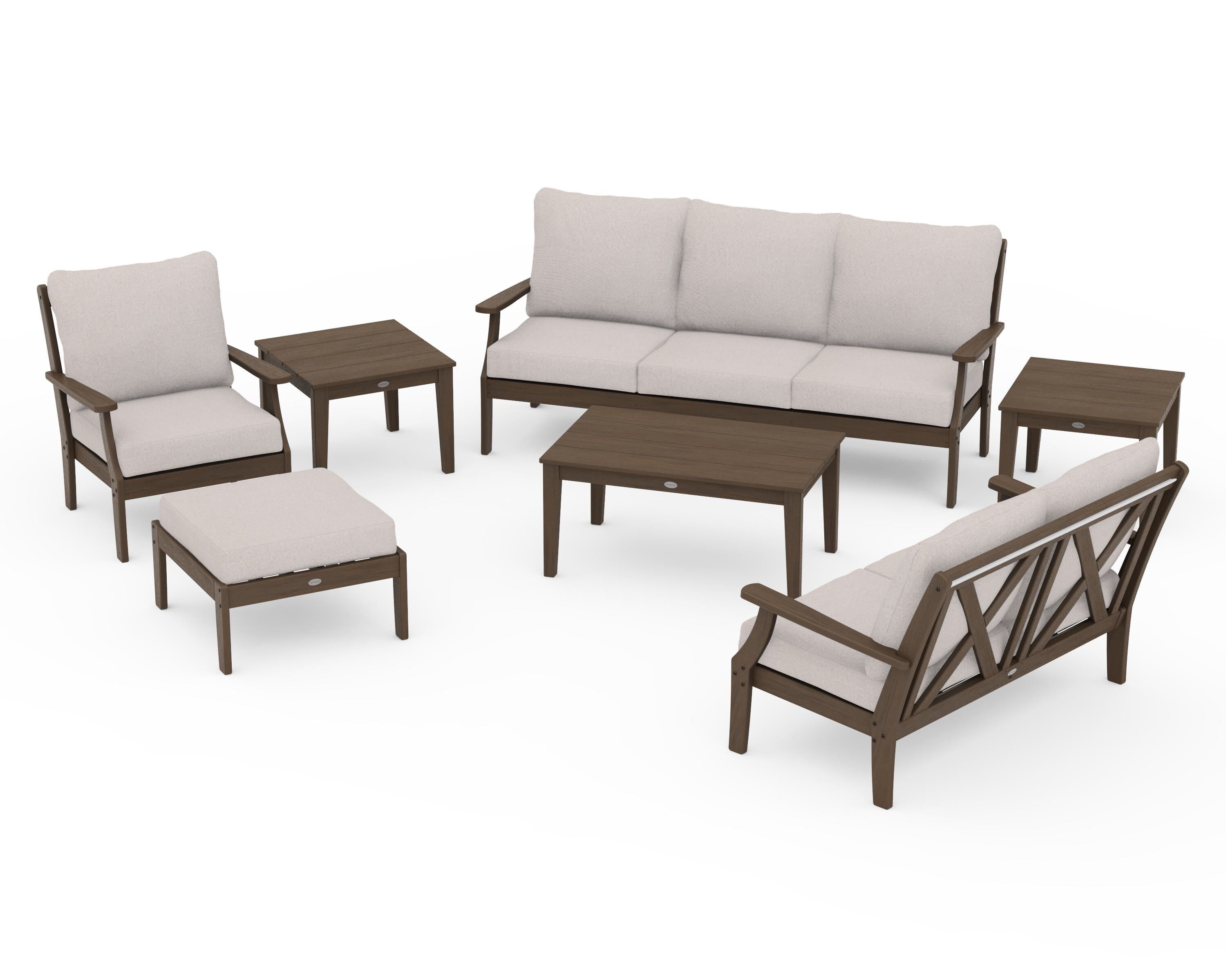POLYWOOD Braxton 7-Piece Deep Seating Set in Kona / Dune Burlap