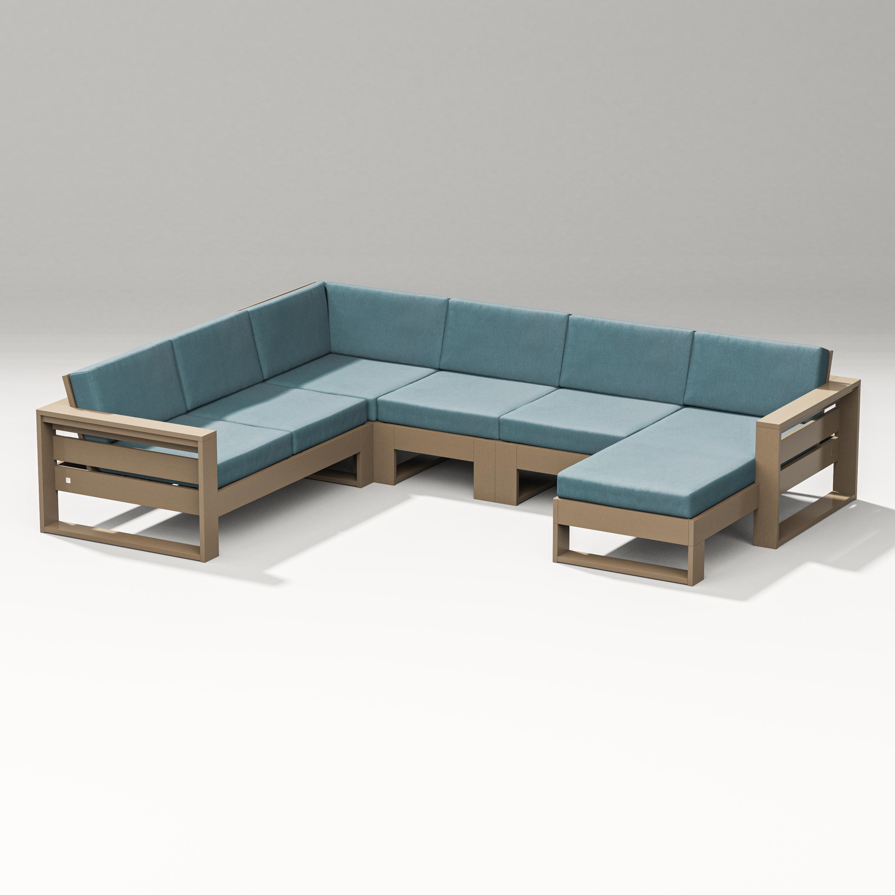 PW Designer Series Latitude Corner Sectional with Right Chaise in Vintage Sahara / Ocean Teal