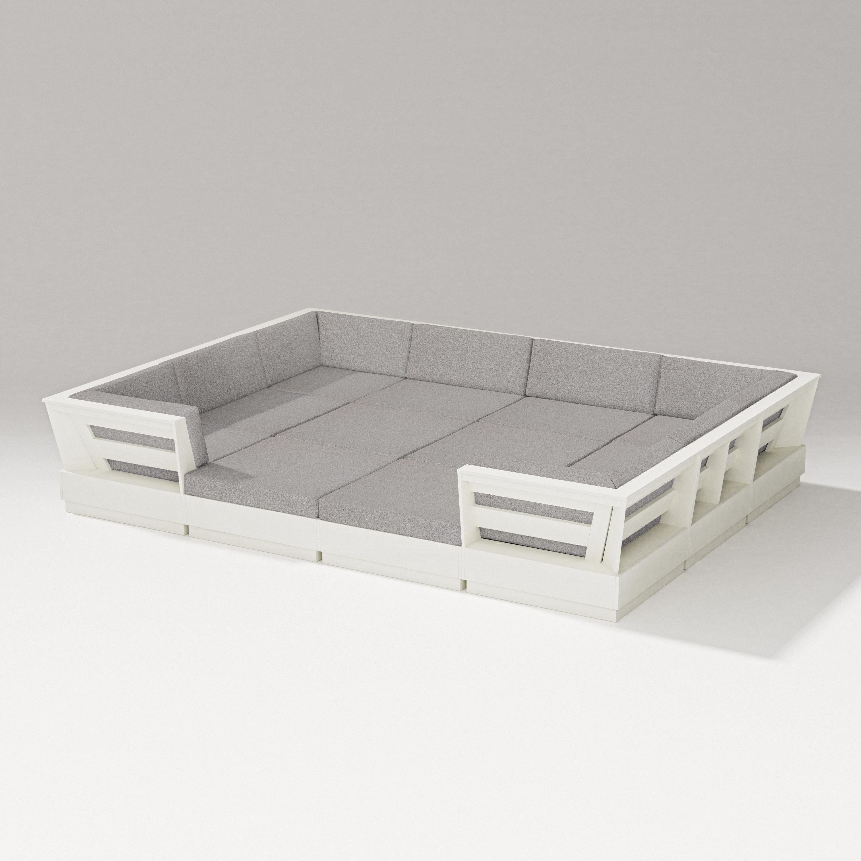 PW Designer Series Elevate 12-Piece Pit Sectional in Vintage White / Grey Mist