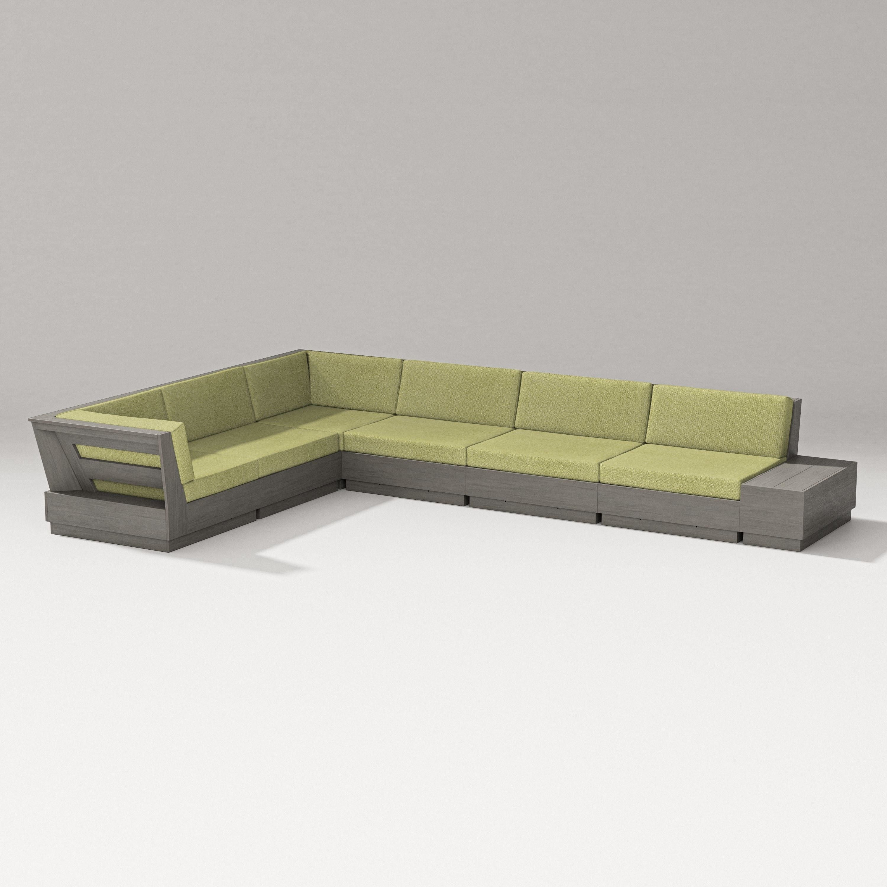 PW Designer Series Elevate 7-Piece Corner Sectional in Driftwood / Chartreuse Boucle