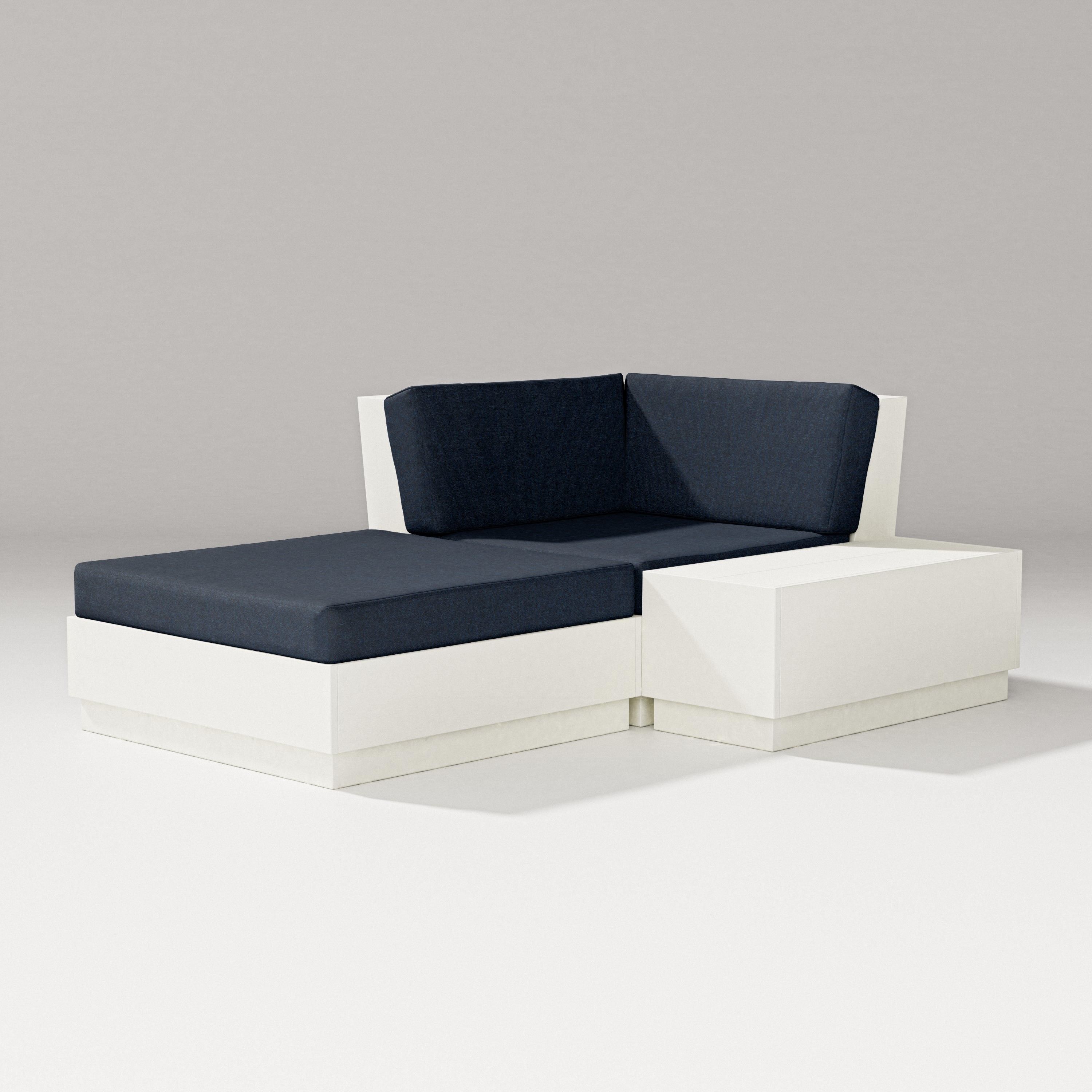 PW Designer Series Elevate Corner Chaise in Vintage White / Marine Indigo
