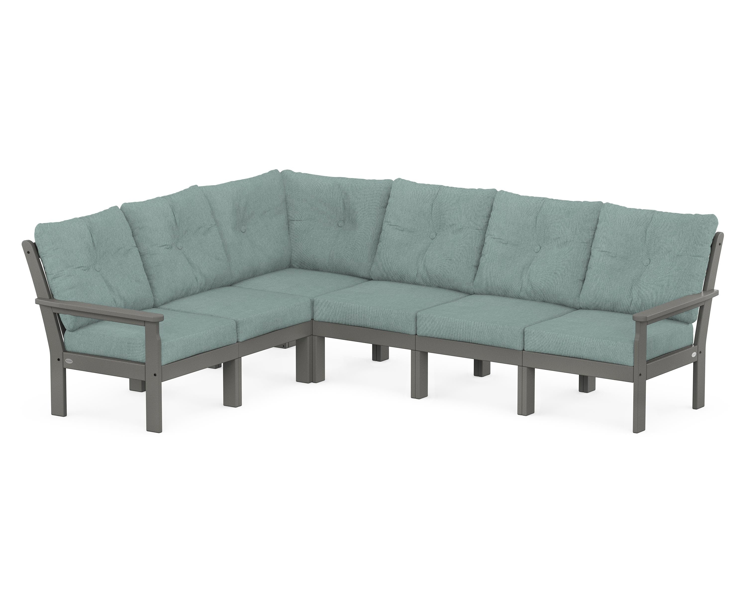 POLYWOOD Vineyard 6-Piece Sectional in Slate Grey / Glacier Spa