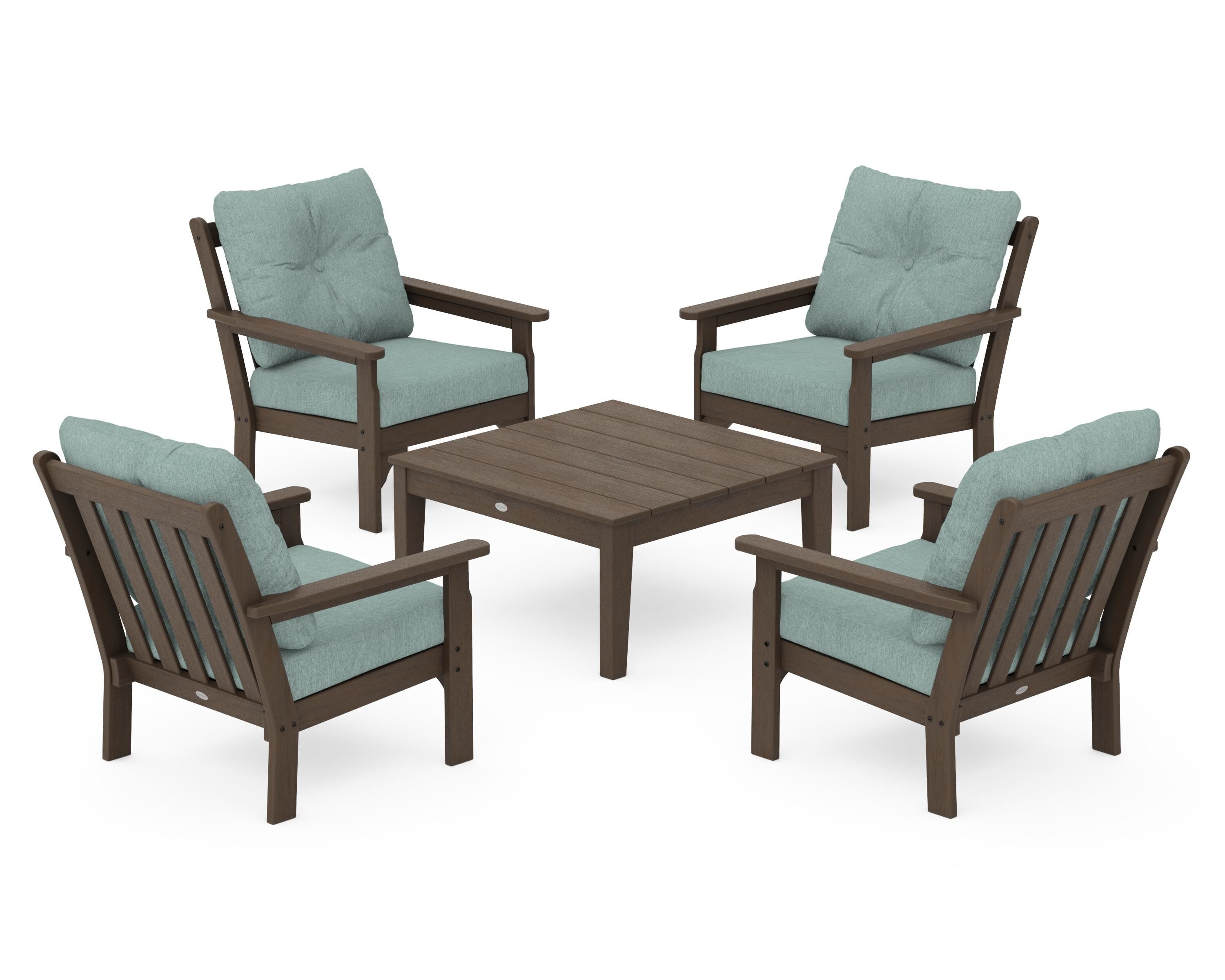 POLYWOOD Vineyard 5-Piece Deep Seating Conversation Set in Kona / Glacier Spa