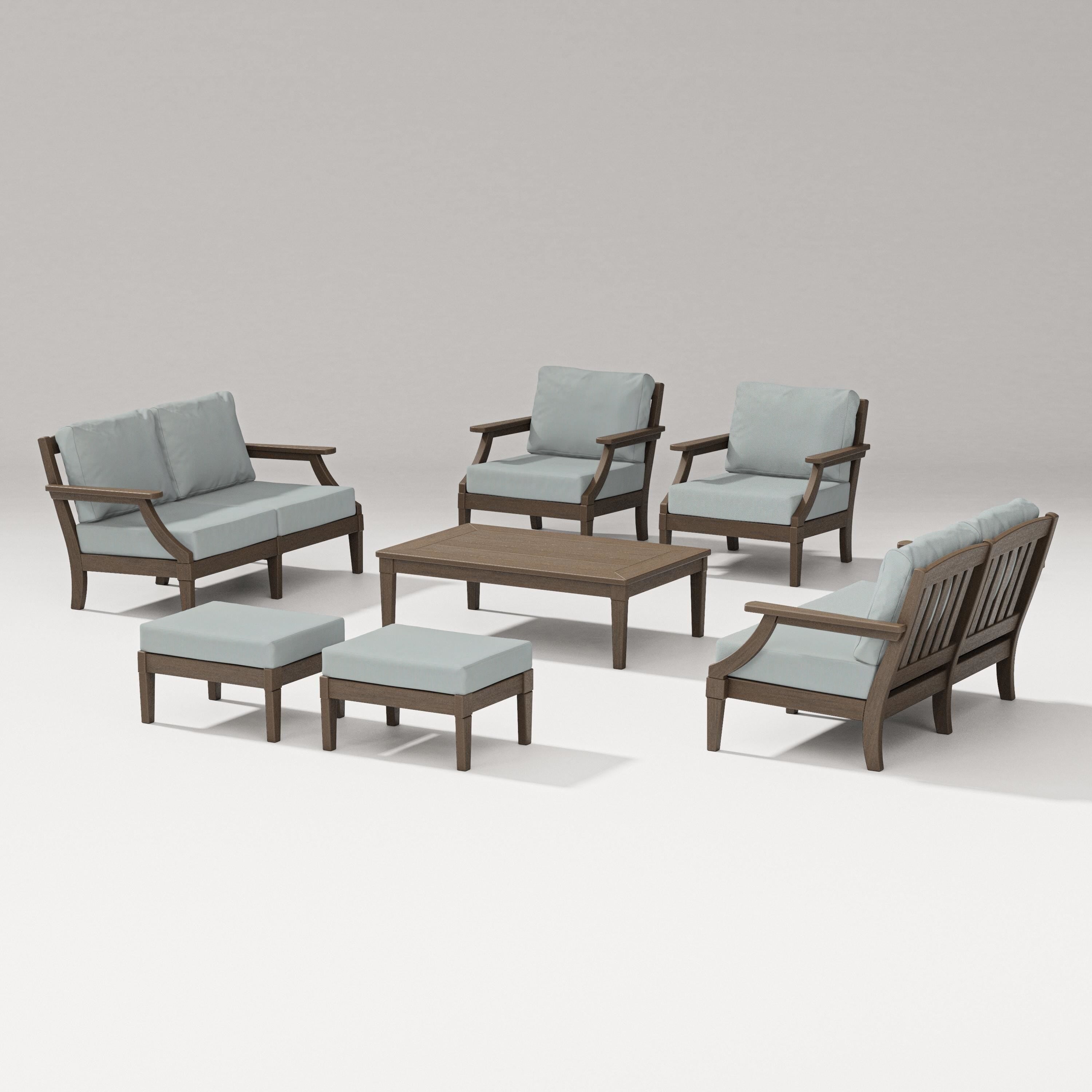 PW Designer Series Estate 7-Piece Lounge Loveseat Set in Kona / Spa