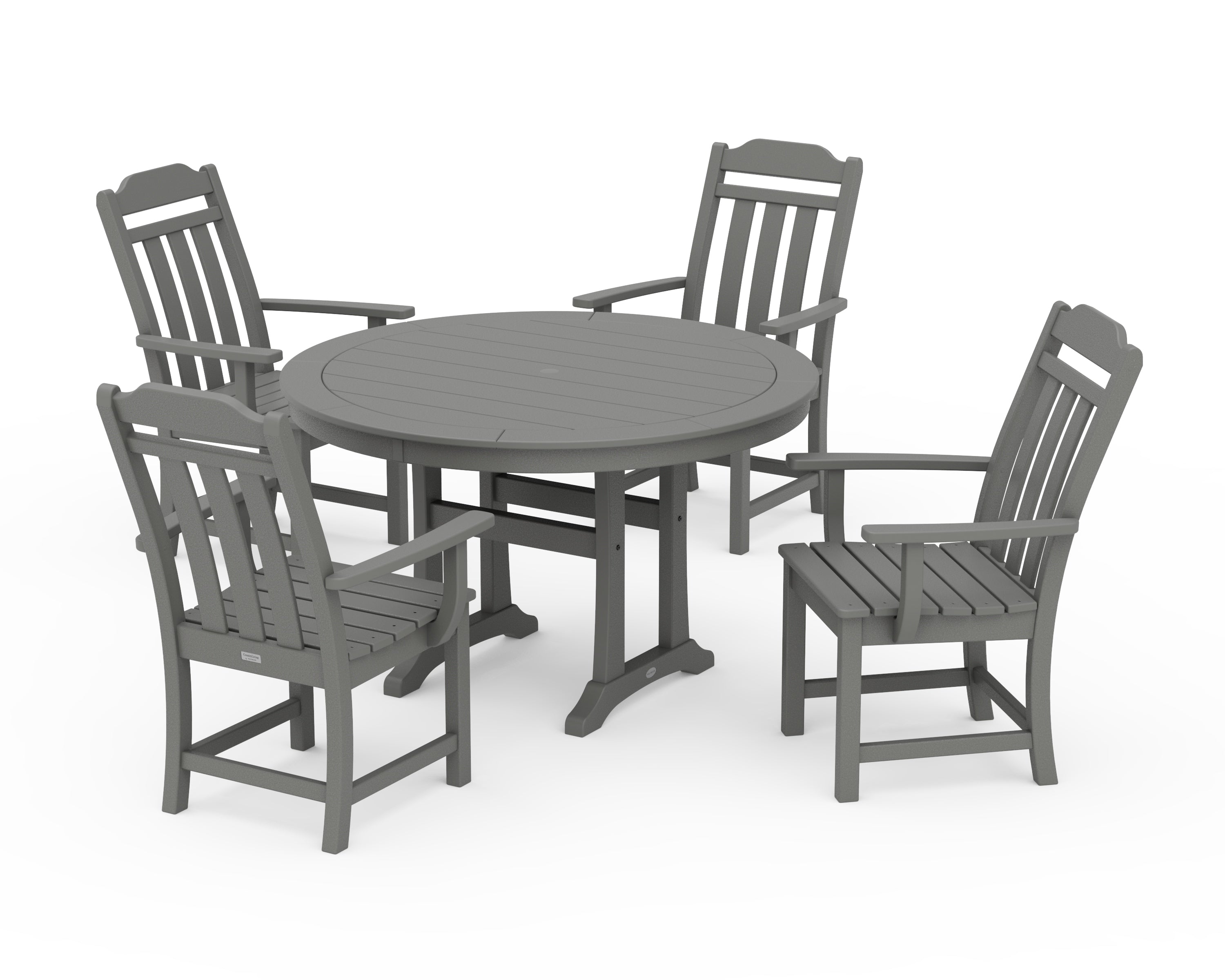 Country Living Cottage 5-Piece Round Dining Set with Trestle Legs in Slate Grey