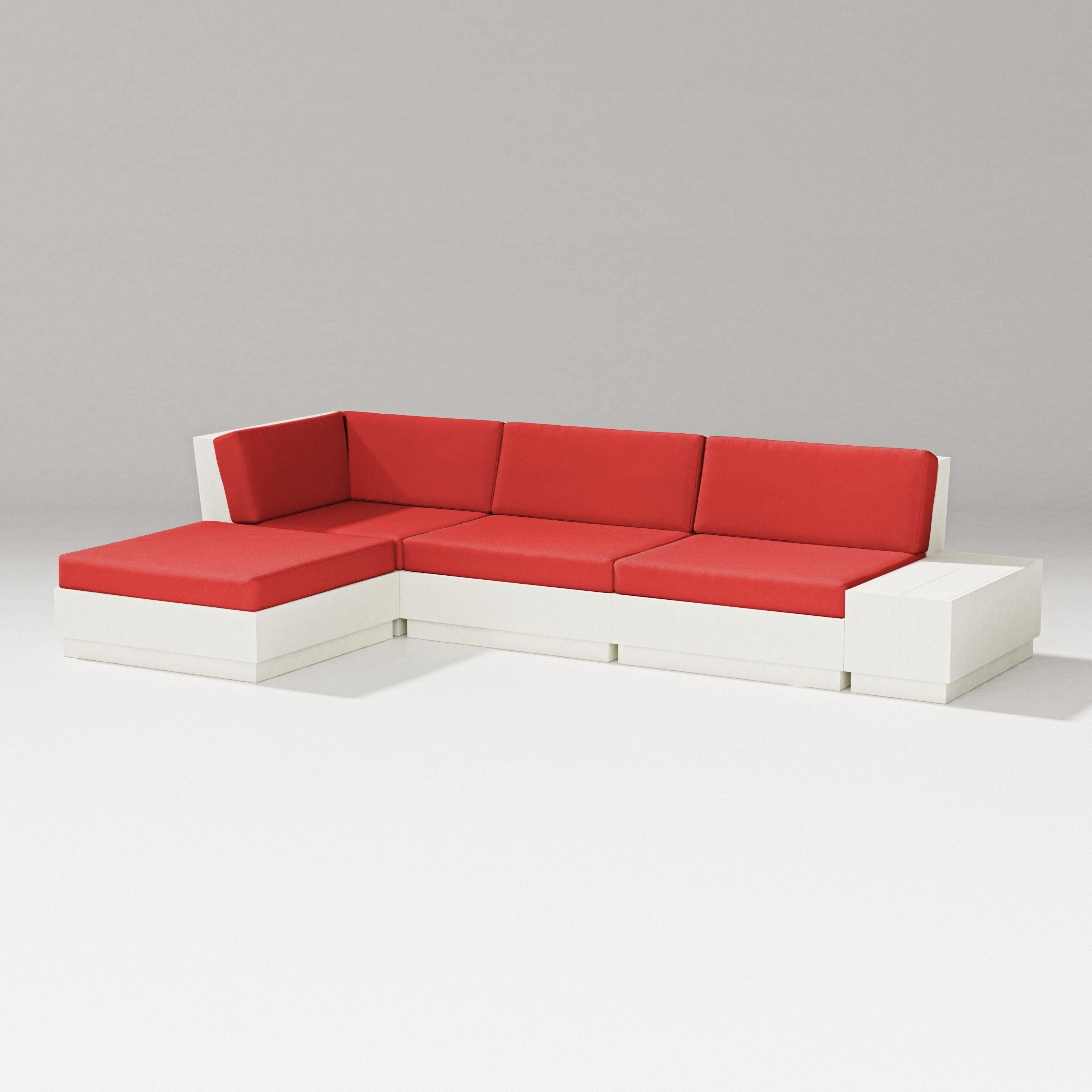 PW Designer Series Elevate Chaise Sectional in Vintage White / Crimson Linen