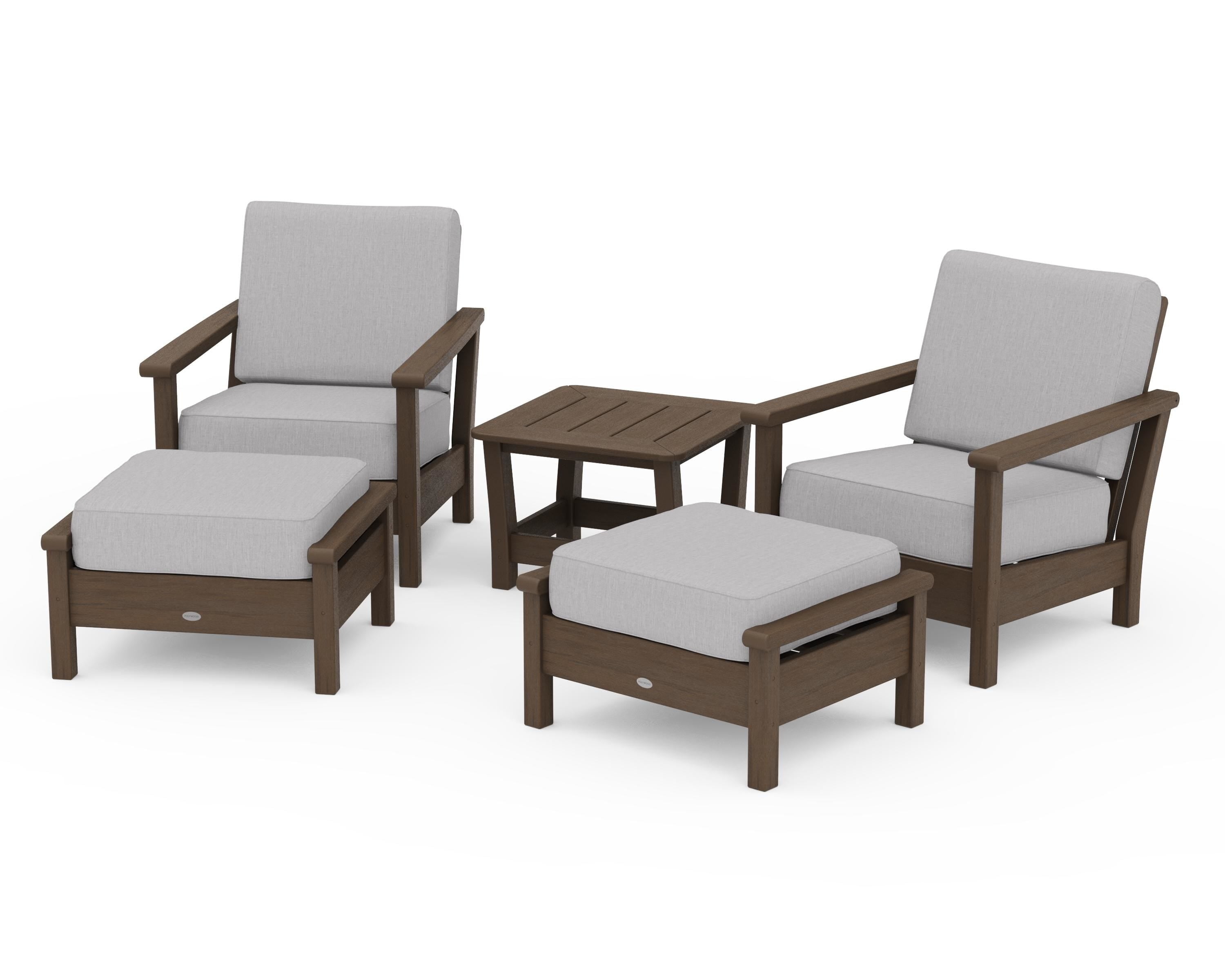 POLYWOOD Harbour 5-Piece Deep Seating Chair Set in Kona / Granite