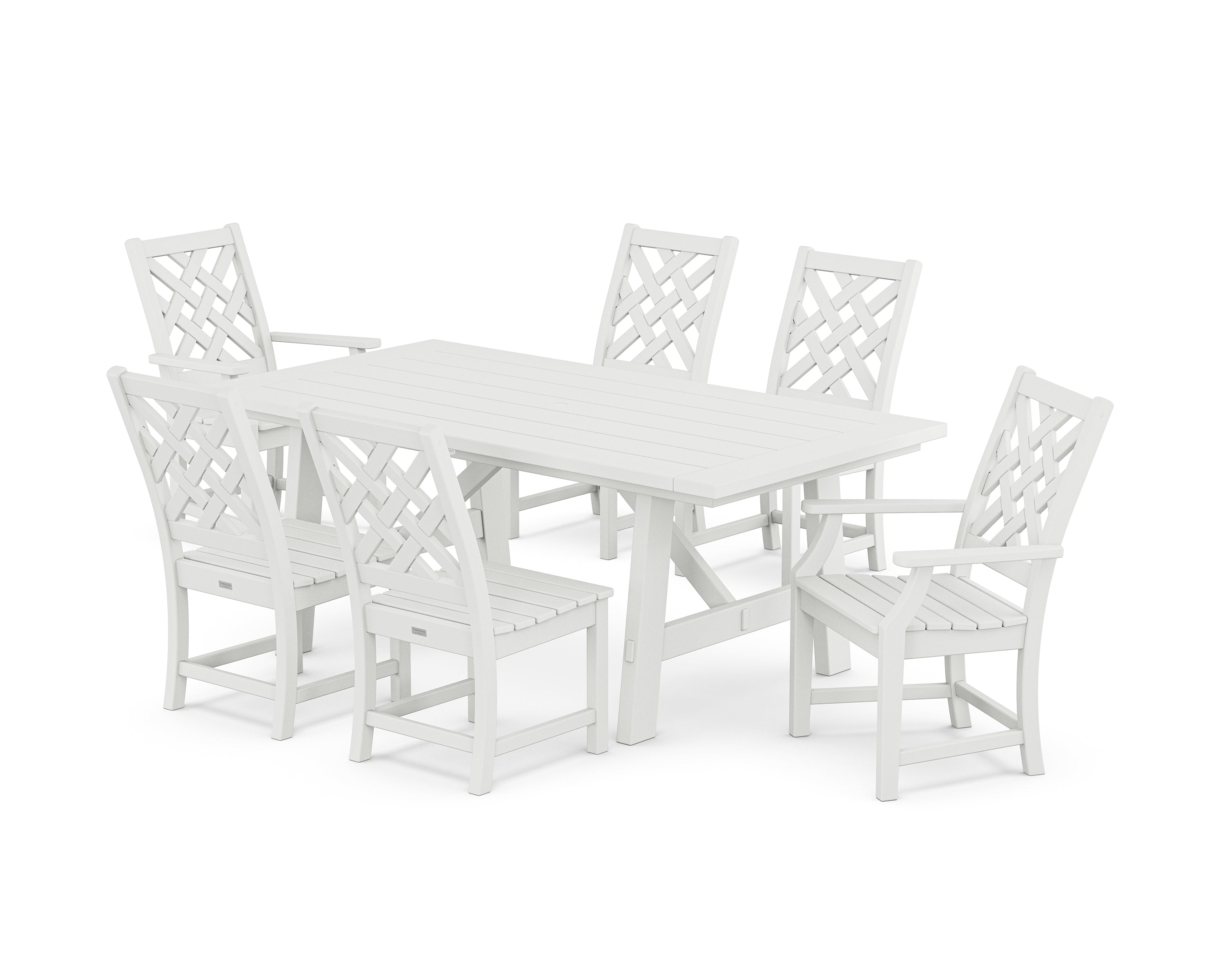 POLYWOOD Wovendale 7-Piece Rustic Farmhouse Dining Set in White