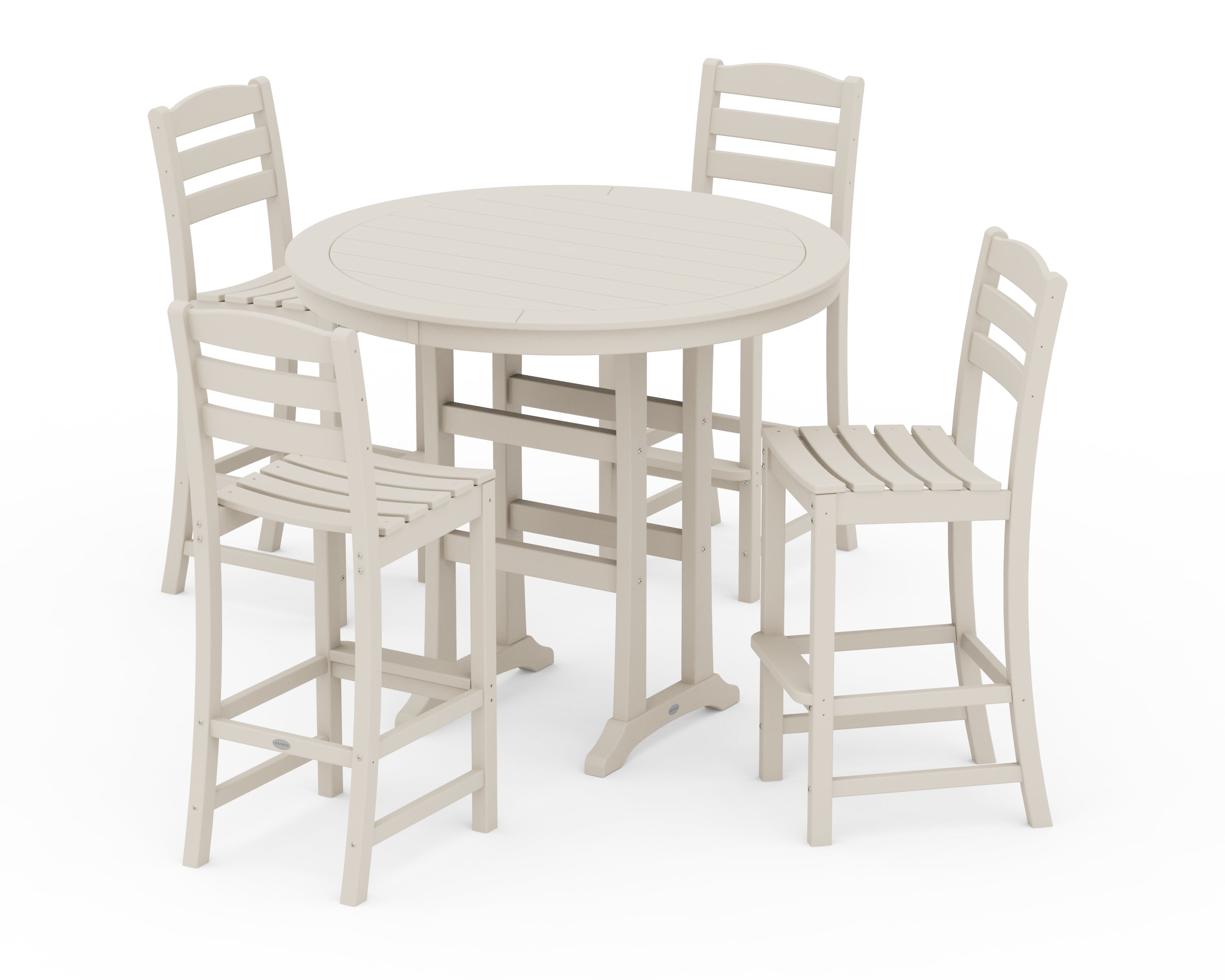 POLYWOOD La Casa Café 5-Piece Side Chair Bar Dining Set in Sand