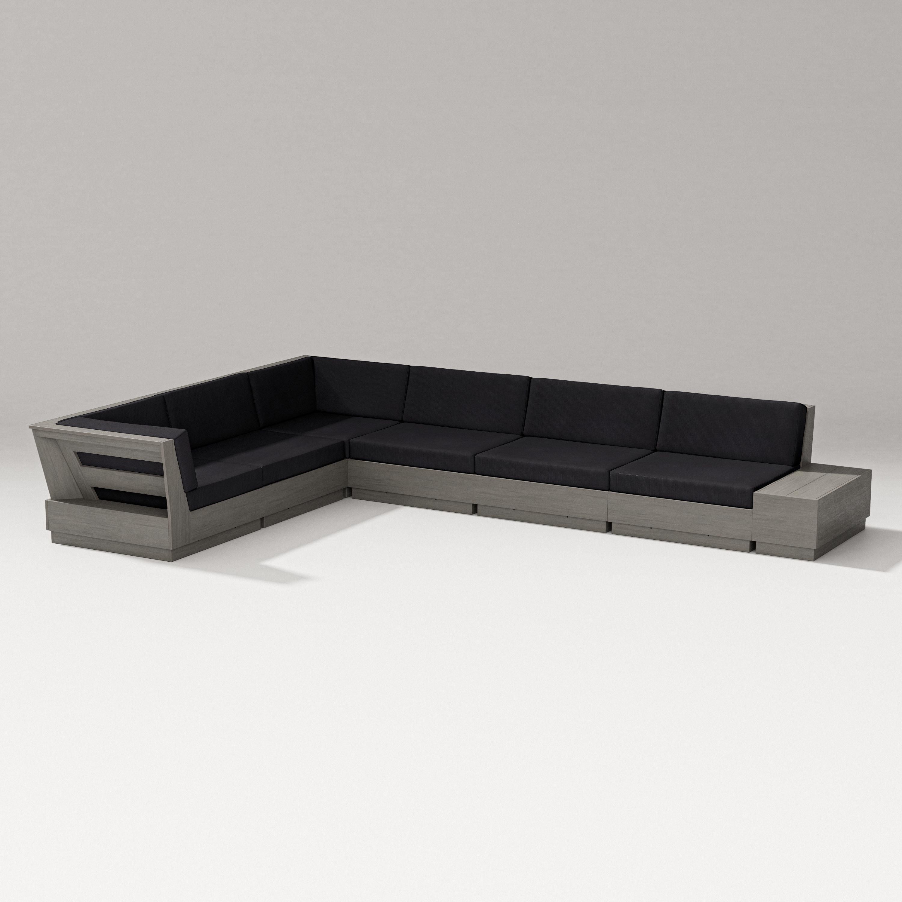 PW Designer Series Elevate 7-Piece Corner Sectional in Driftwood / Midnight Linen