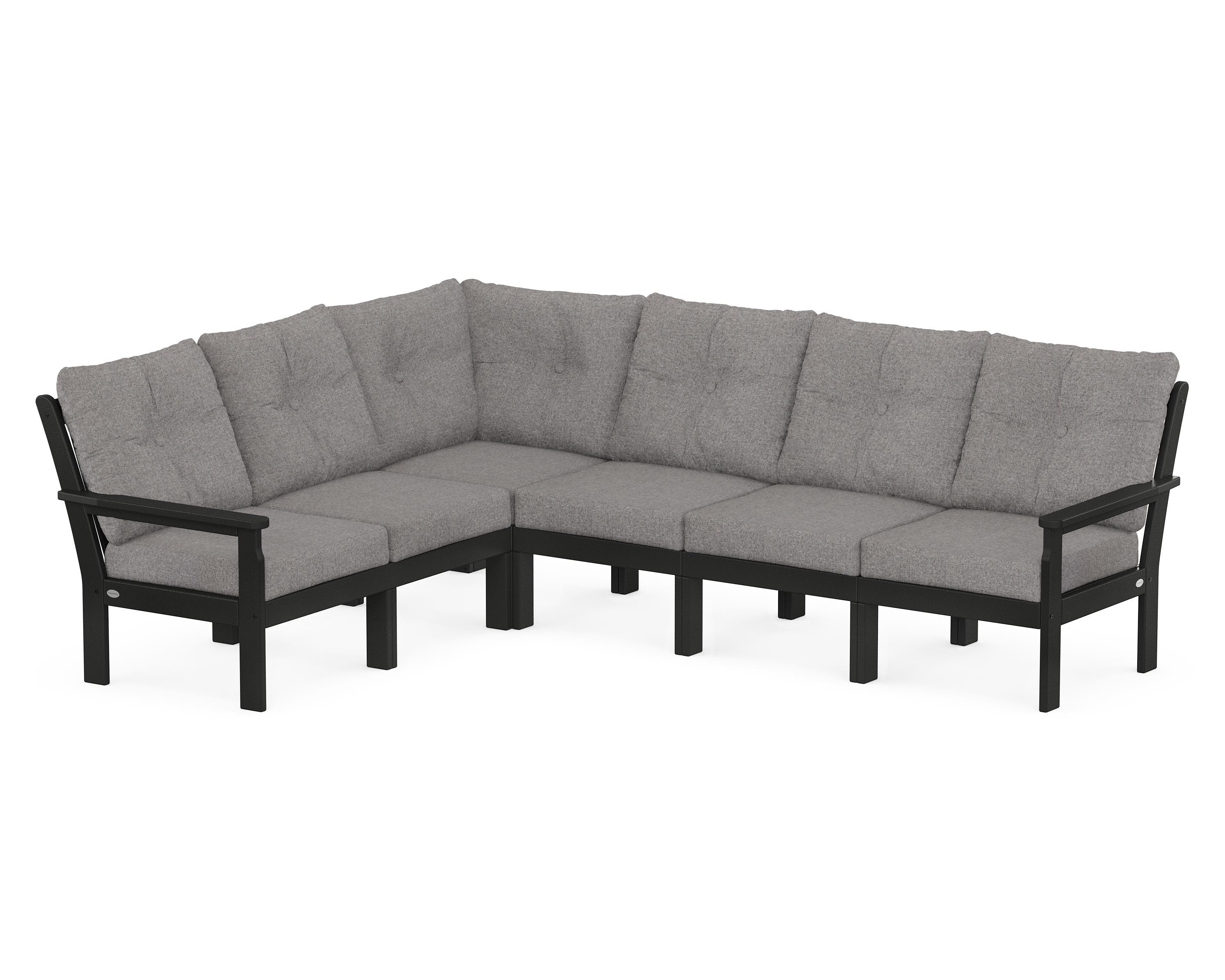 POLYWOOD Vineyard 6-Piece Sectional in Black / Grey Mist