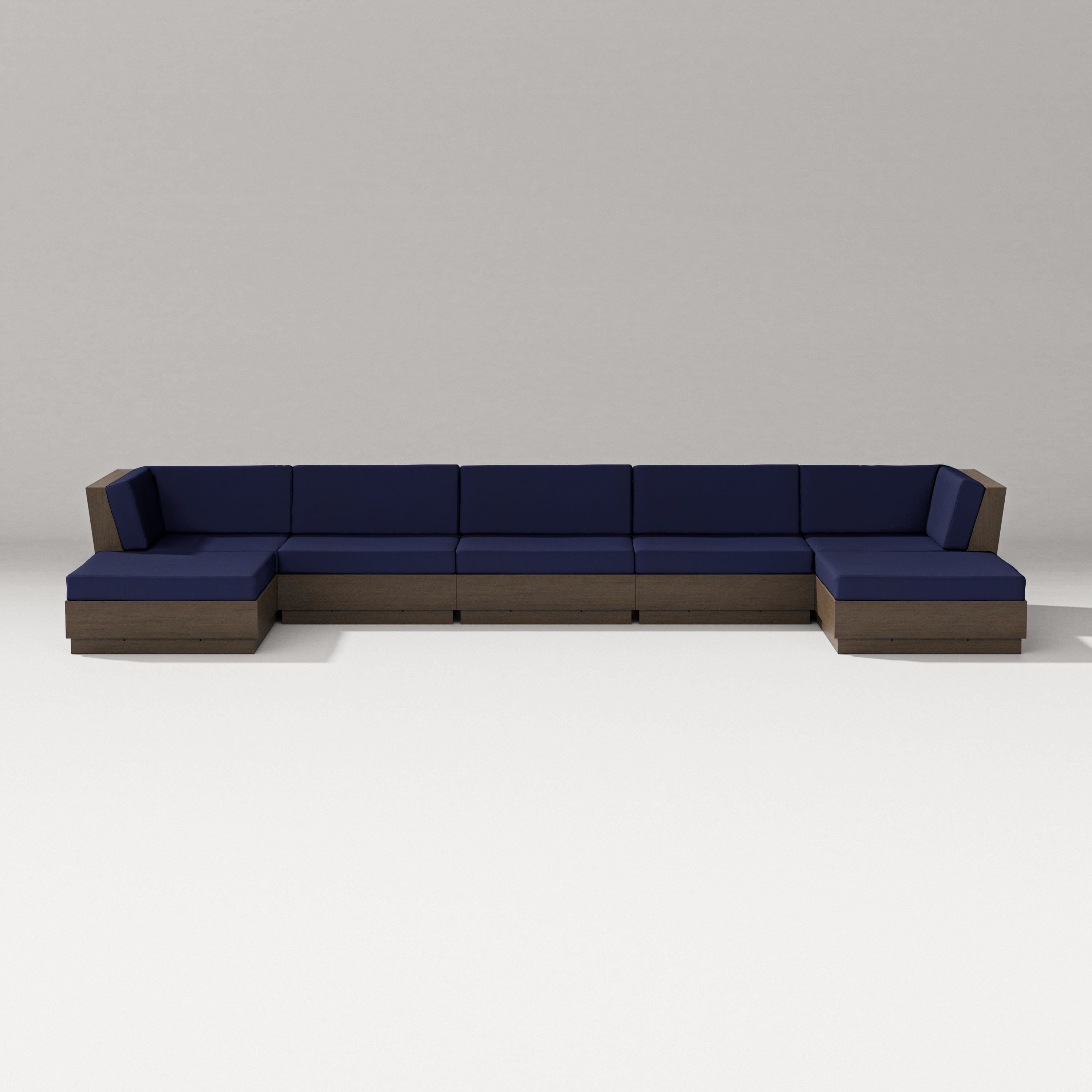 PW Designer Series Elevate 7-Piece Double Chaise Sectional in Kona / Navy